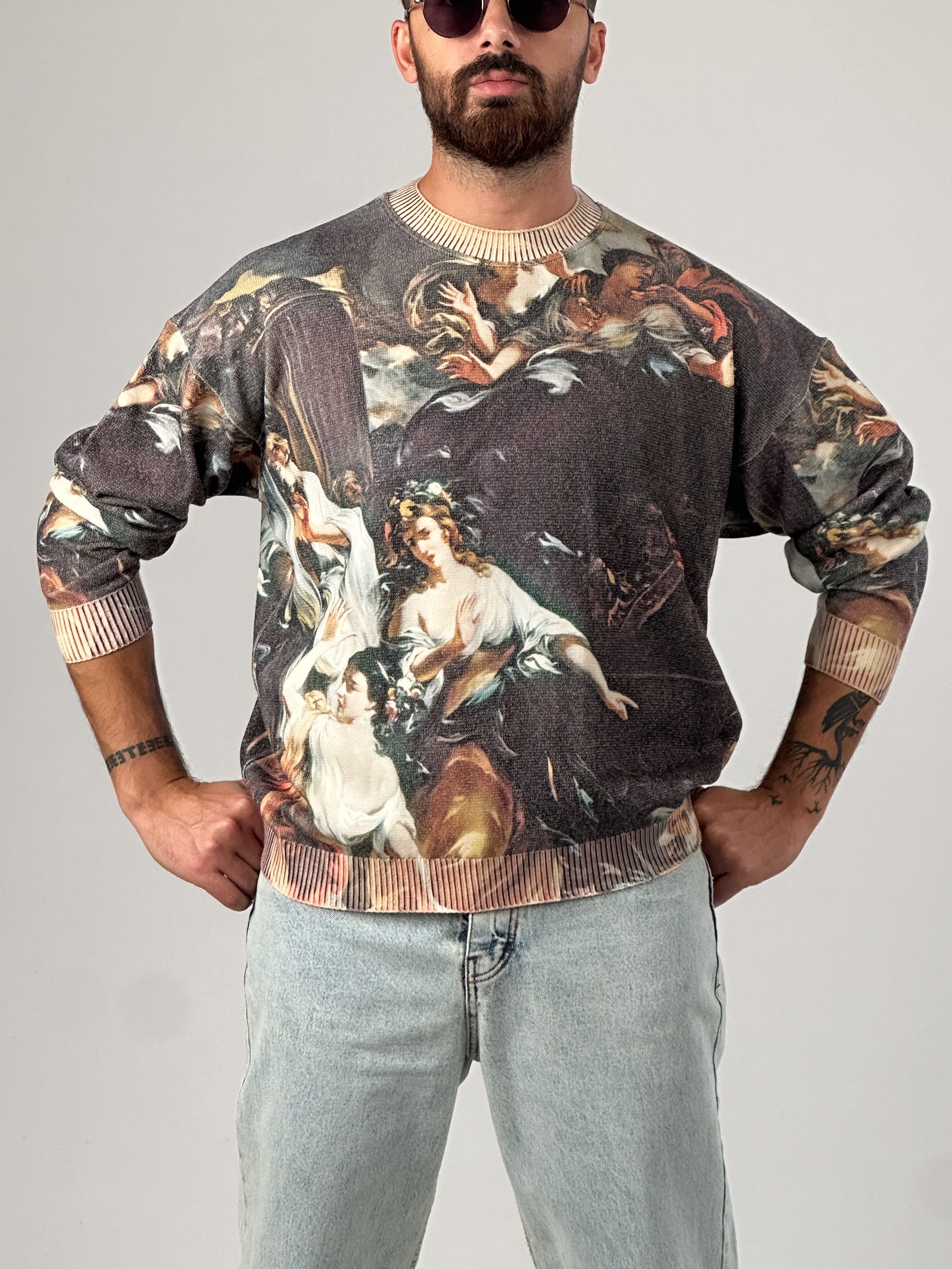 Desenli Old Erkek Sweat