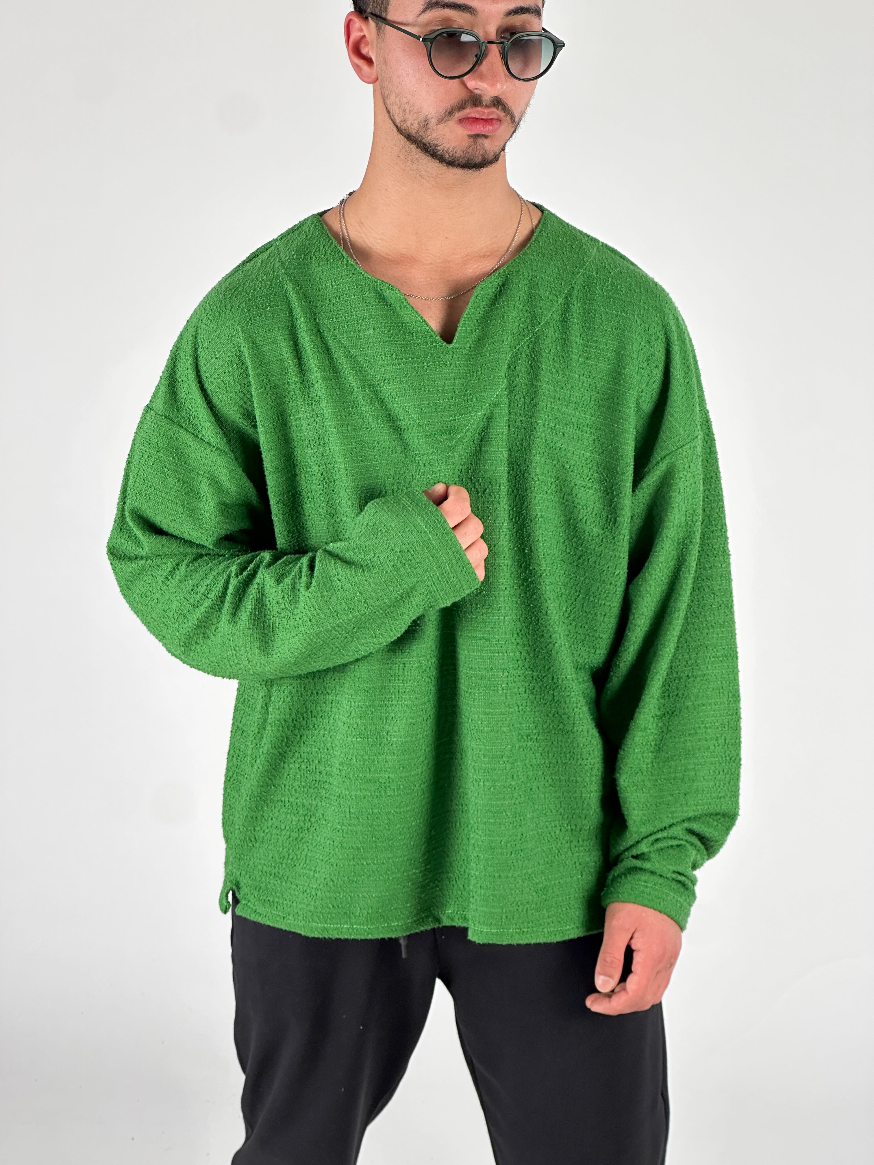 Tasarım Yeşil Erkek Sweatshirt