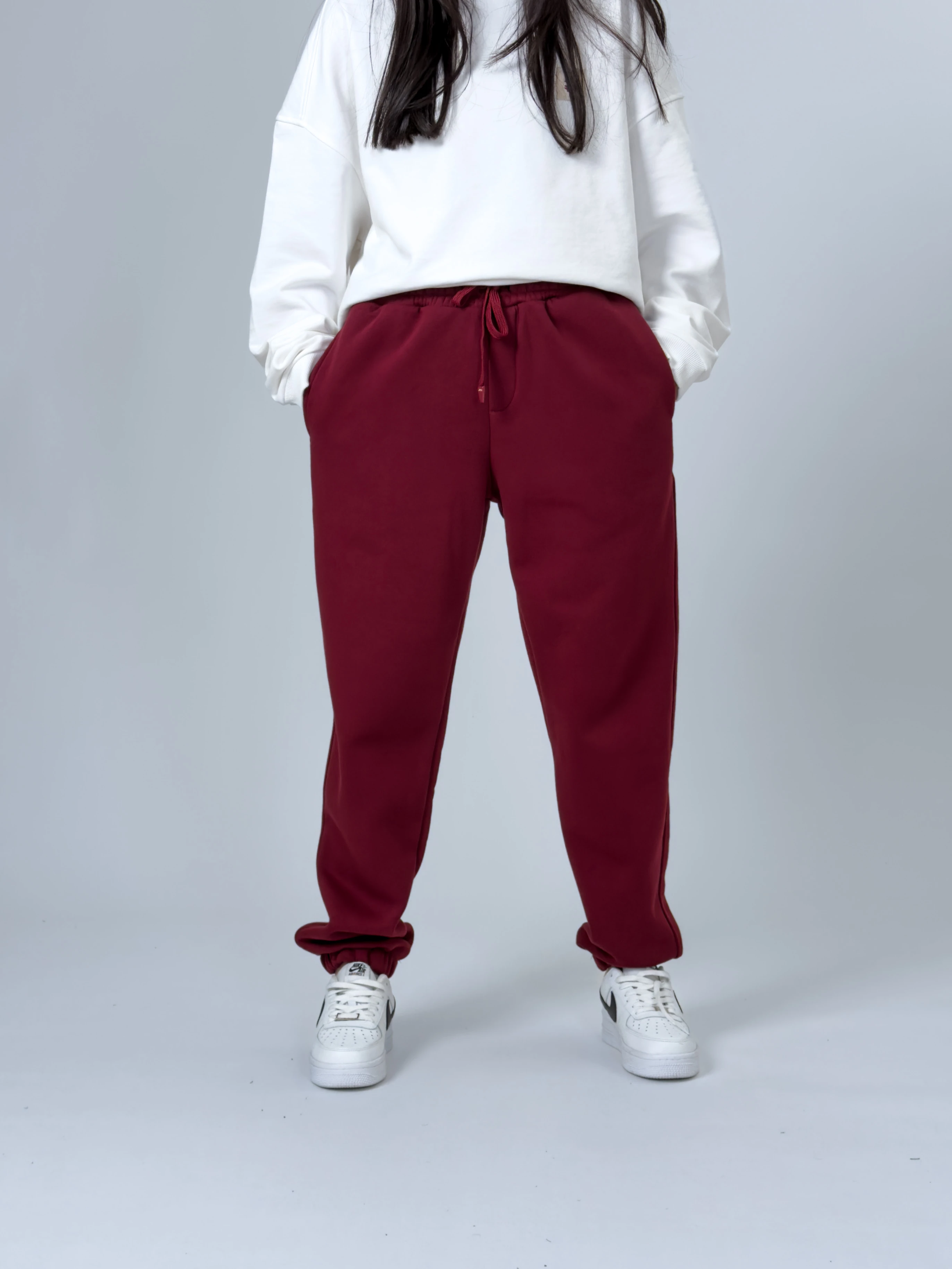 Şardonlu Bordo Kadın Jogger Eşofman COC2537