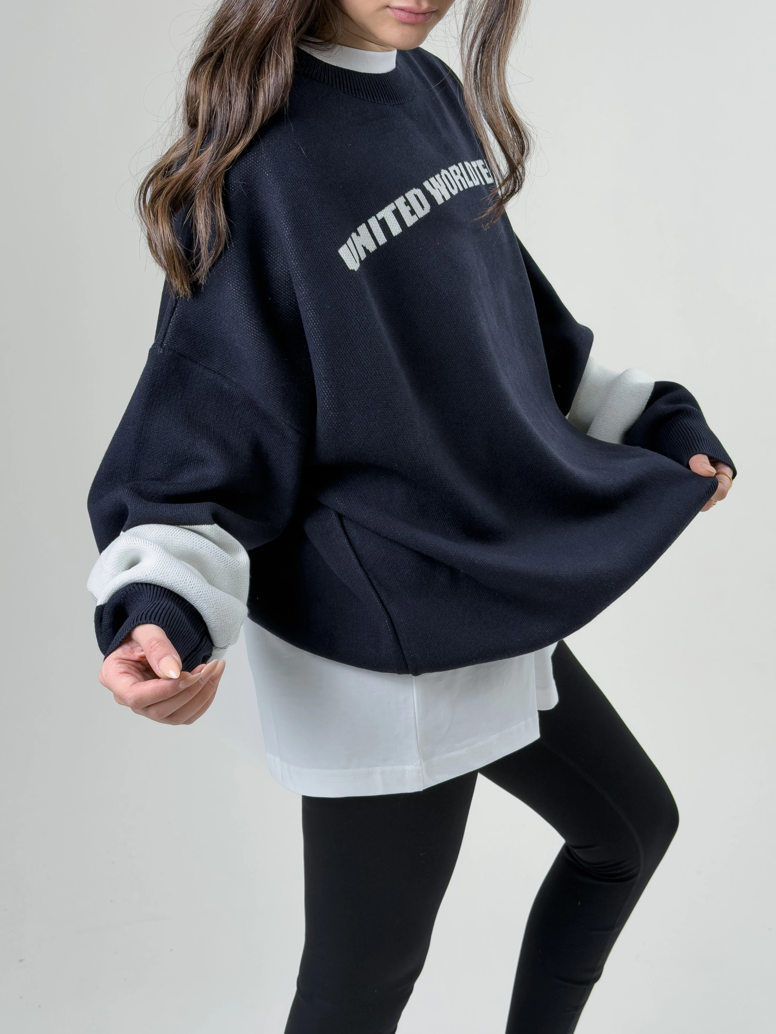 Oversize New York Kadın Lacivert Triko COC2579