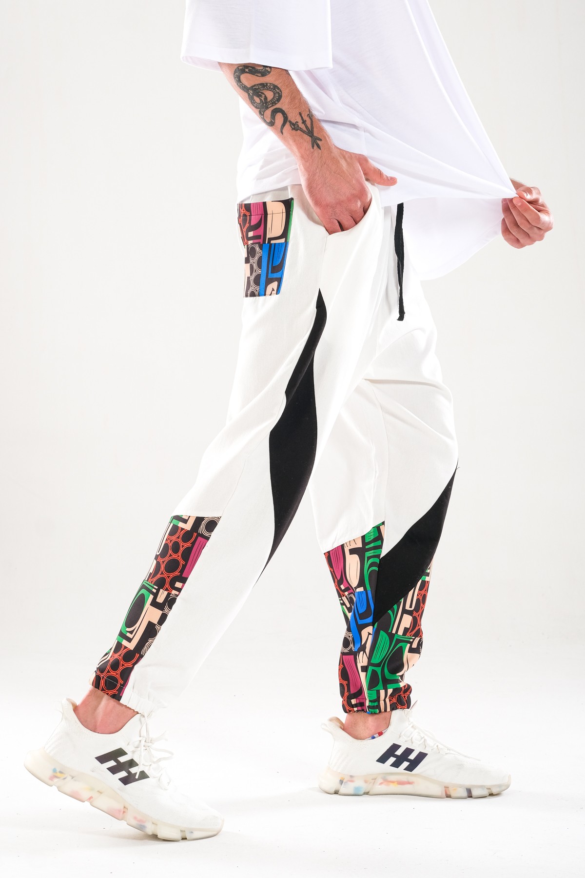 Neon Desenli Gabardin Jogger Pantolon