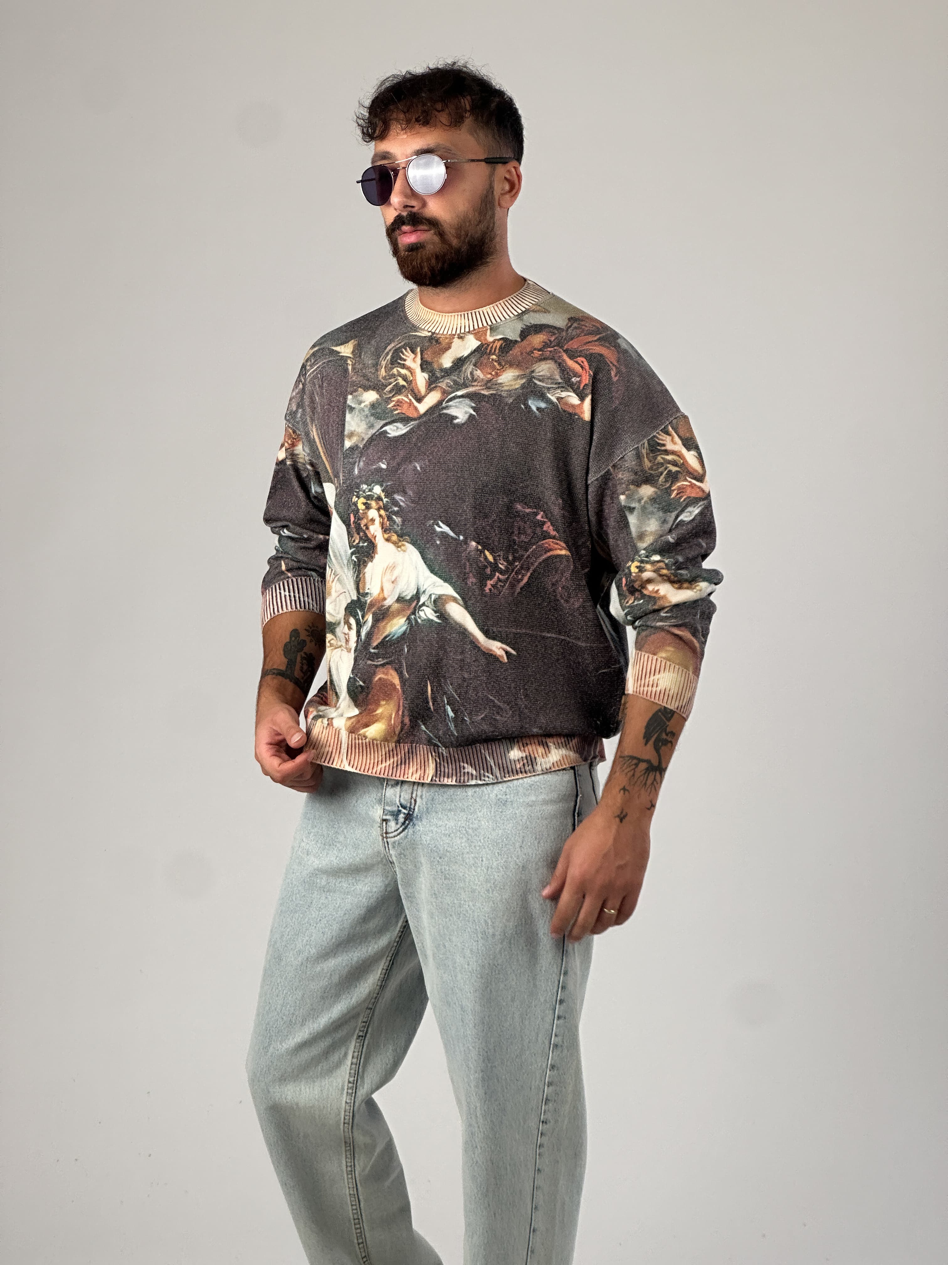 Desenli Old Erkek Sweat