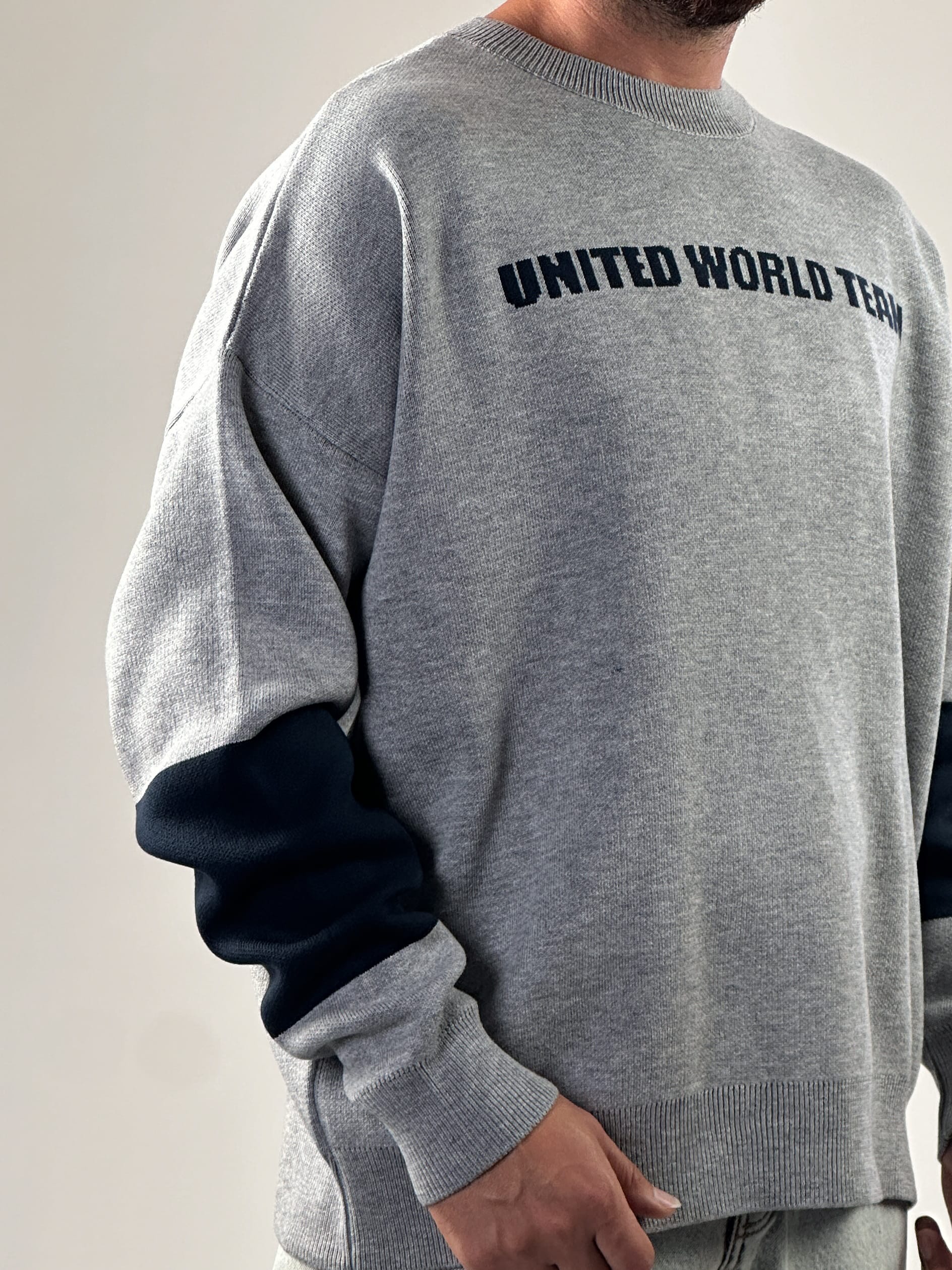 Oversize Gri New York Erkek Triko Sweat