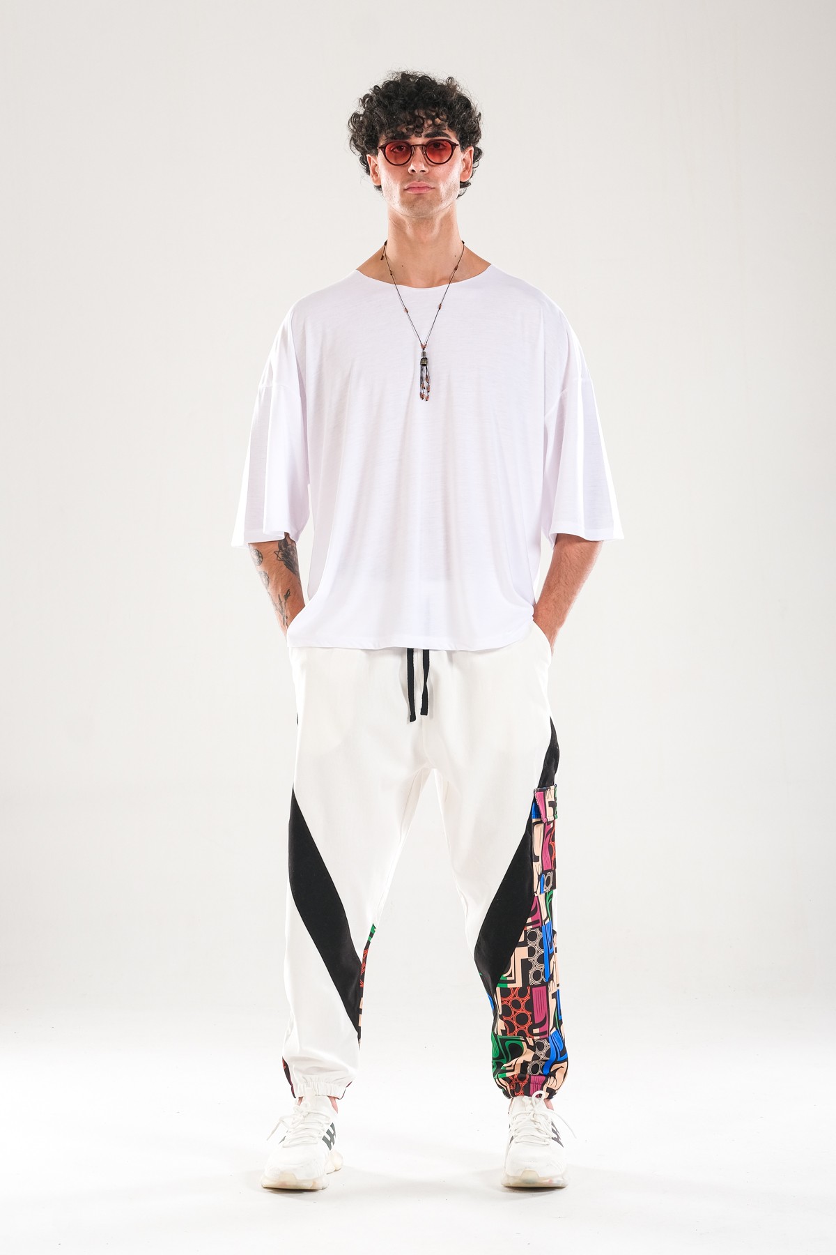Neon Desenli Gabardin Jogger Pantolon