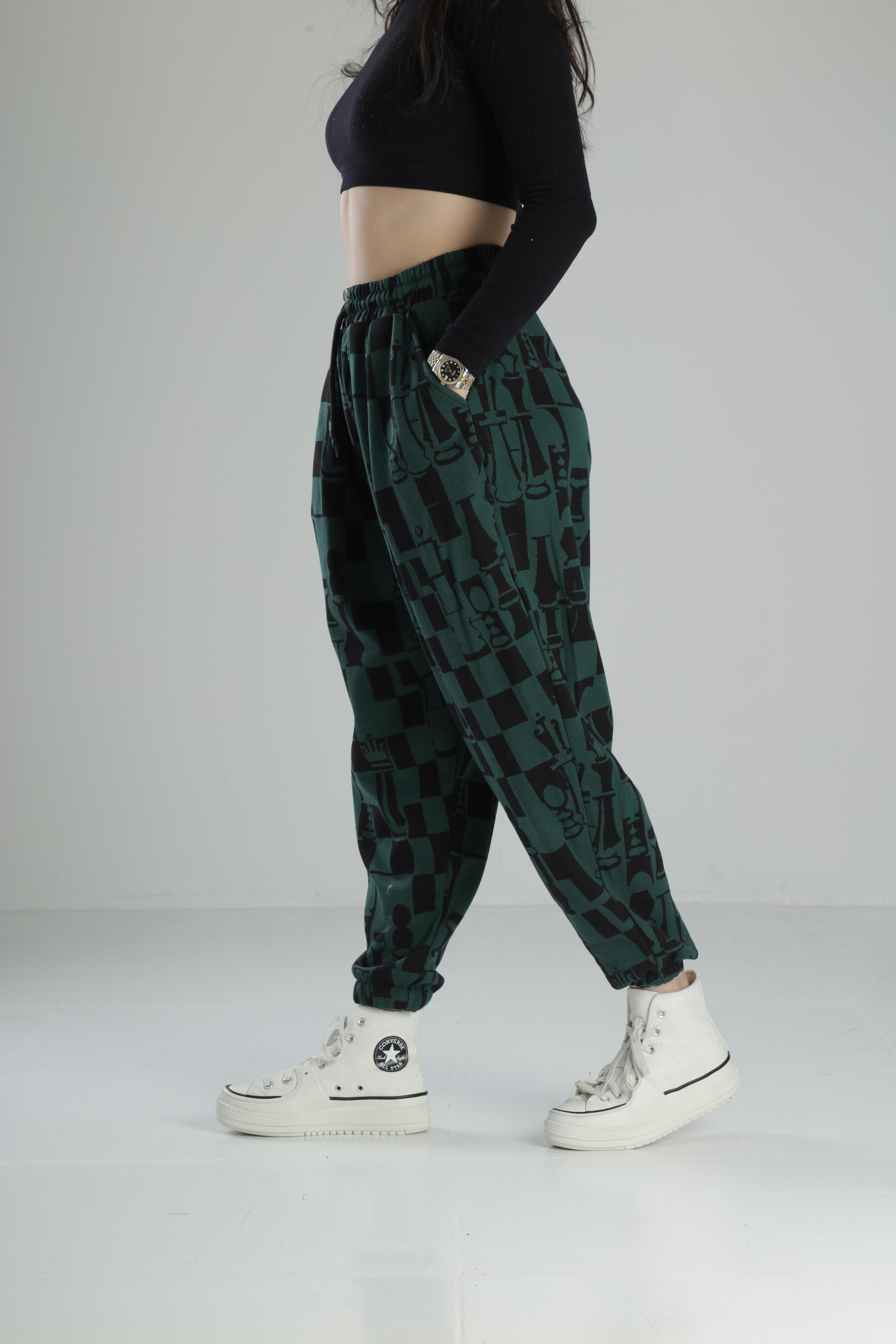 Dama Desenli Pileli Jogger Pantolon