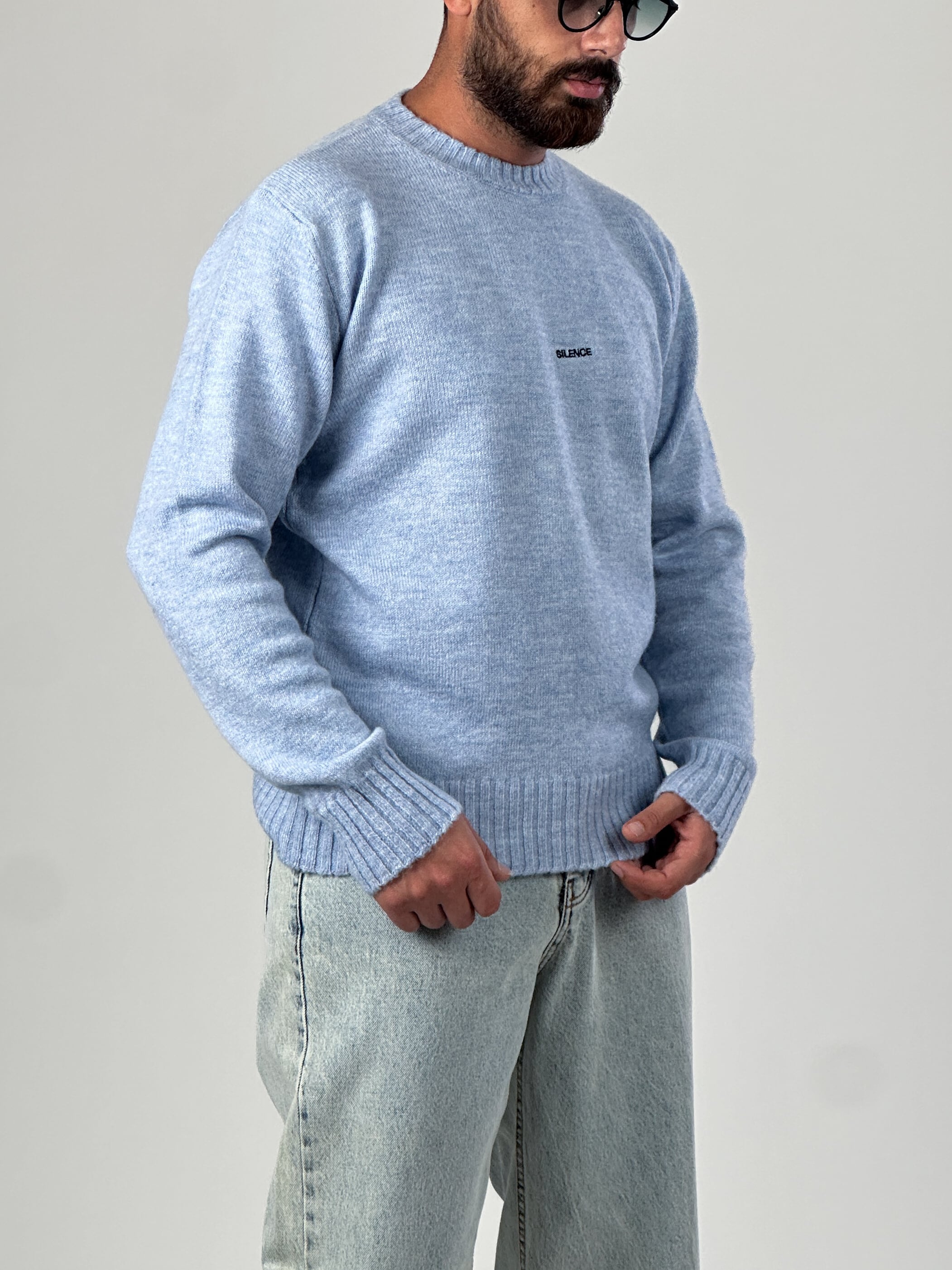 Basic Mavi Erkek Sweatshirt