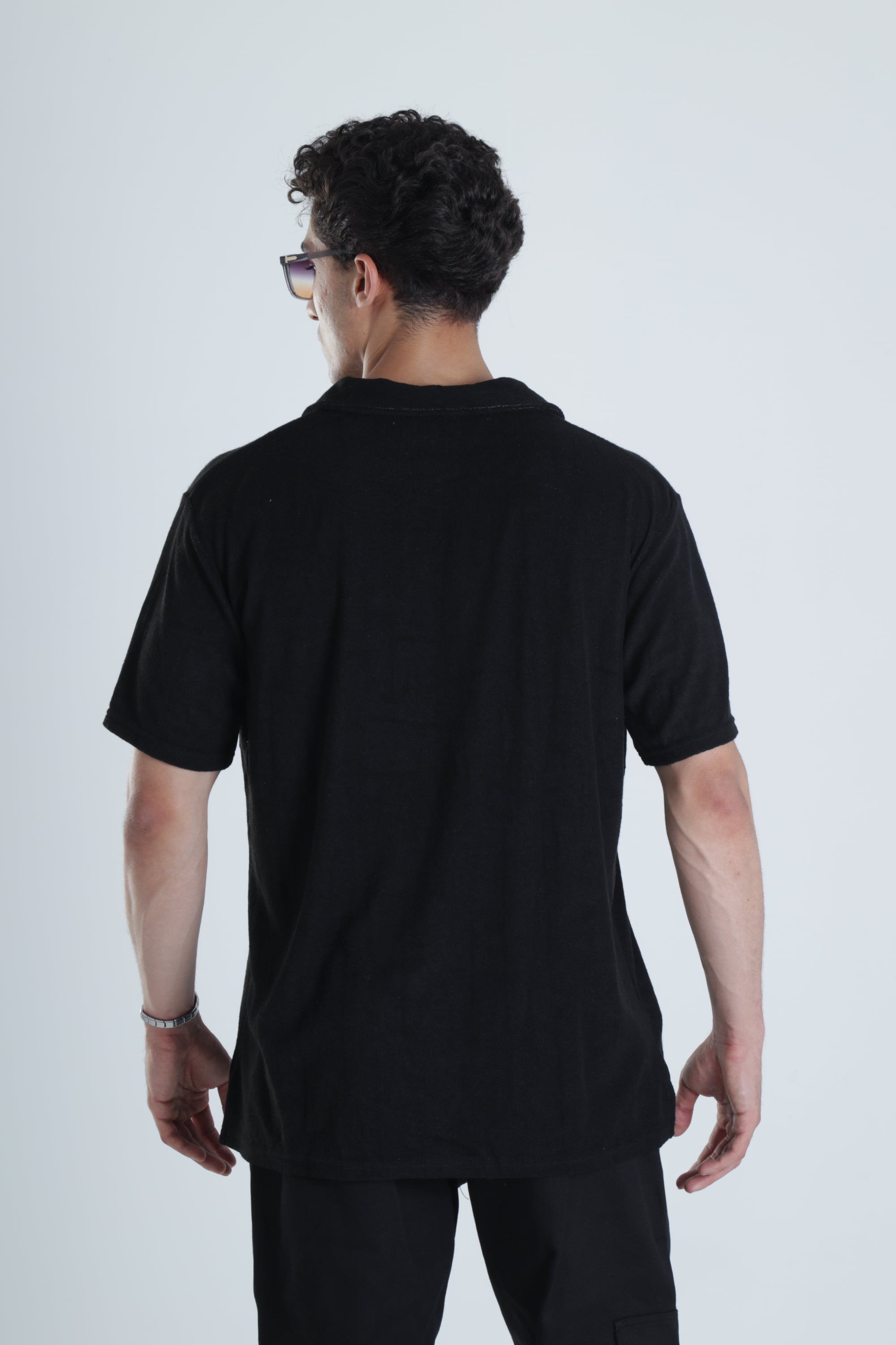 Erkek Siyah T-Shirt Dokuma Kumaş