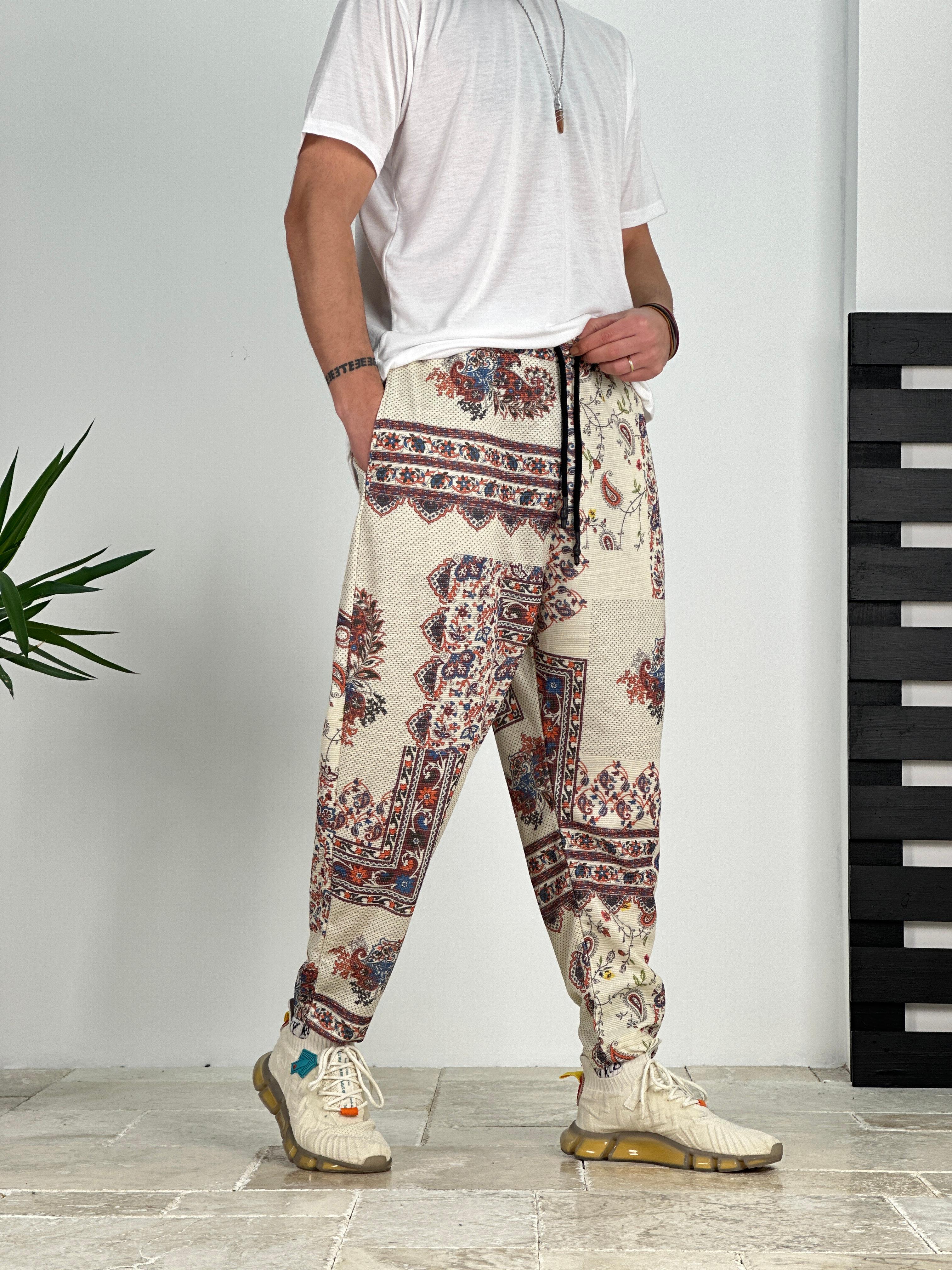 Çiçek Desenli Baget Pantolon