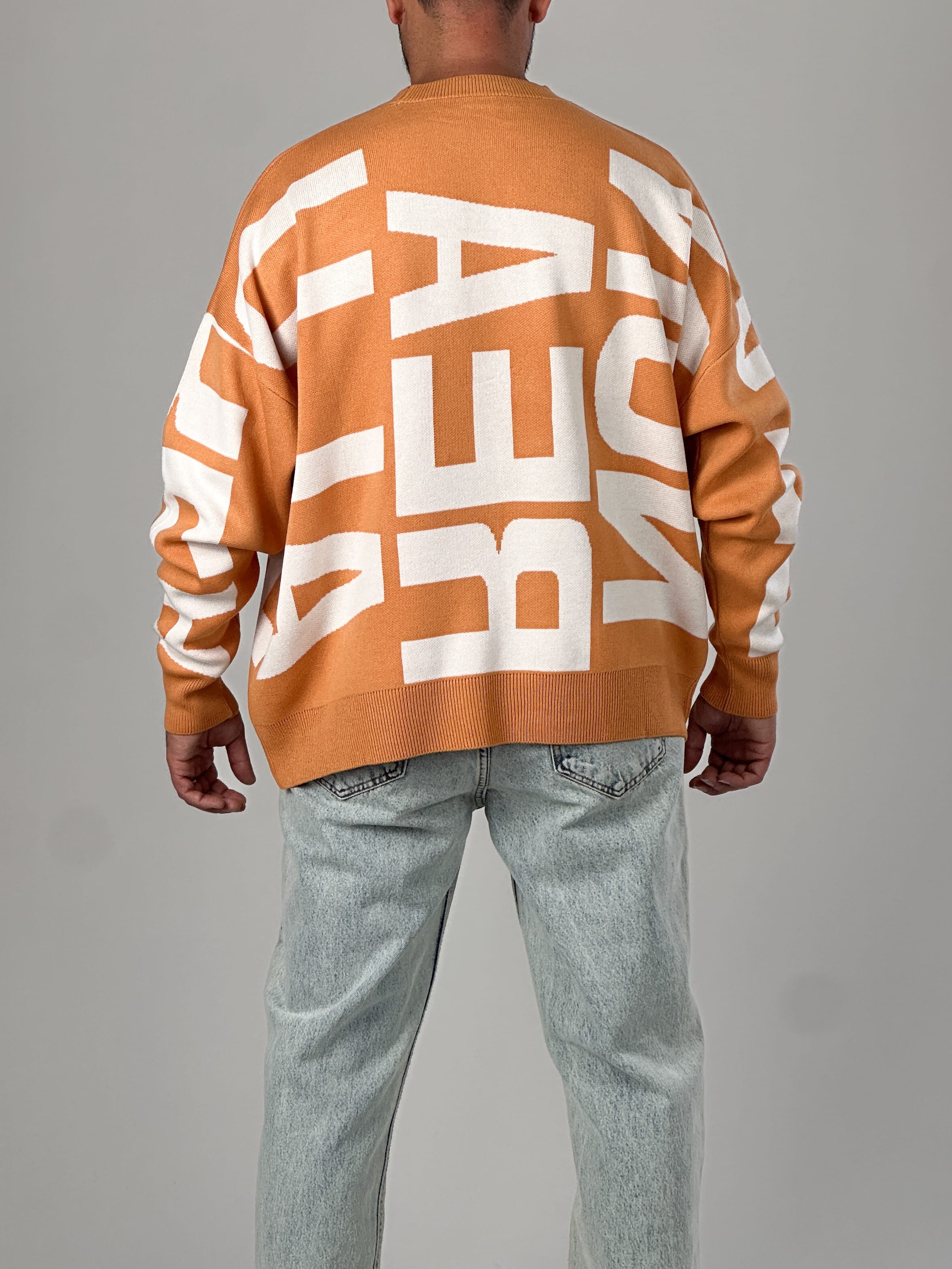 Bold Print Oversize Turuncu Erkek Sweat