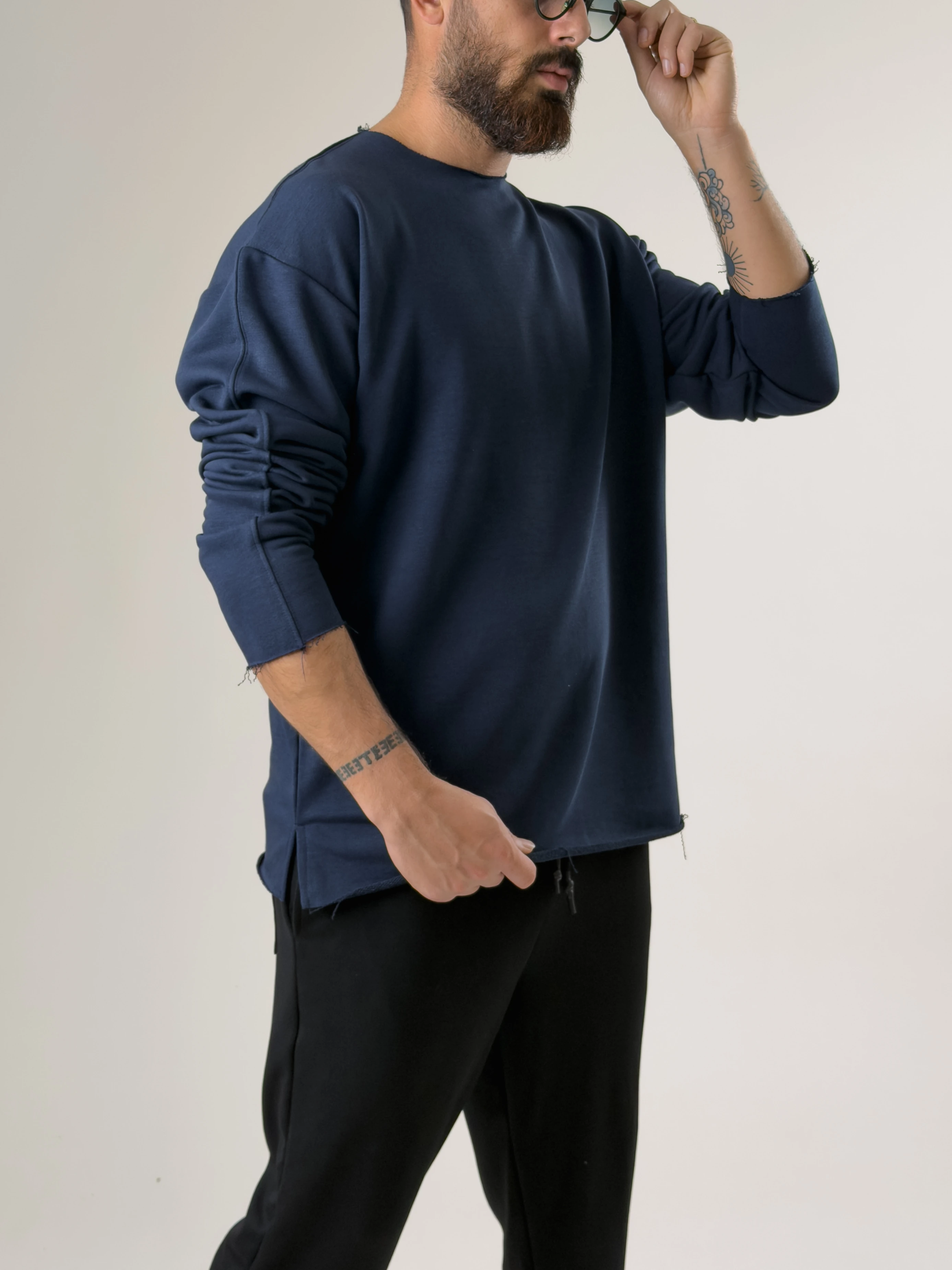 Erkek Lacivert Oversize Basic Sweat COC2596