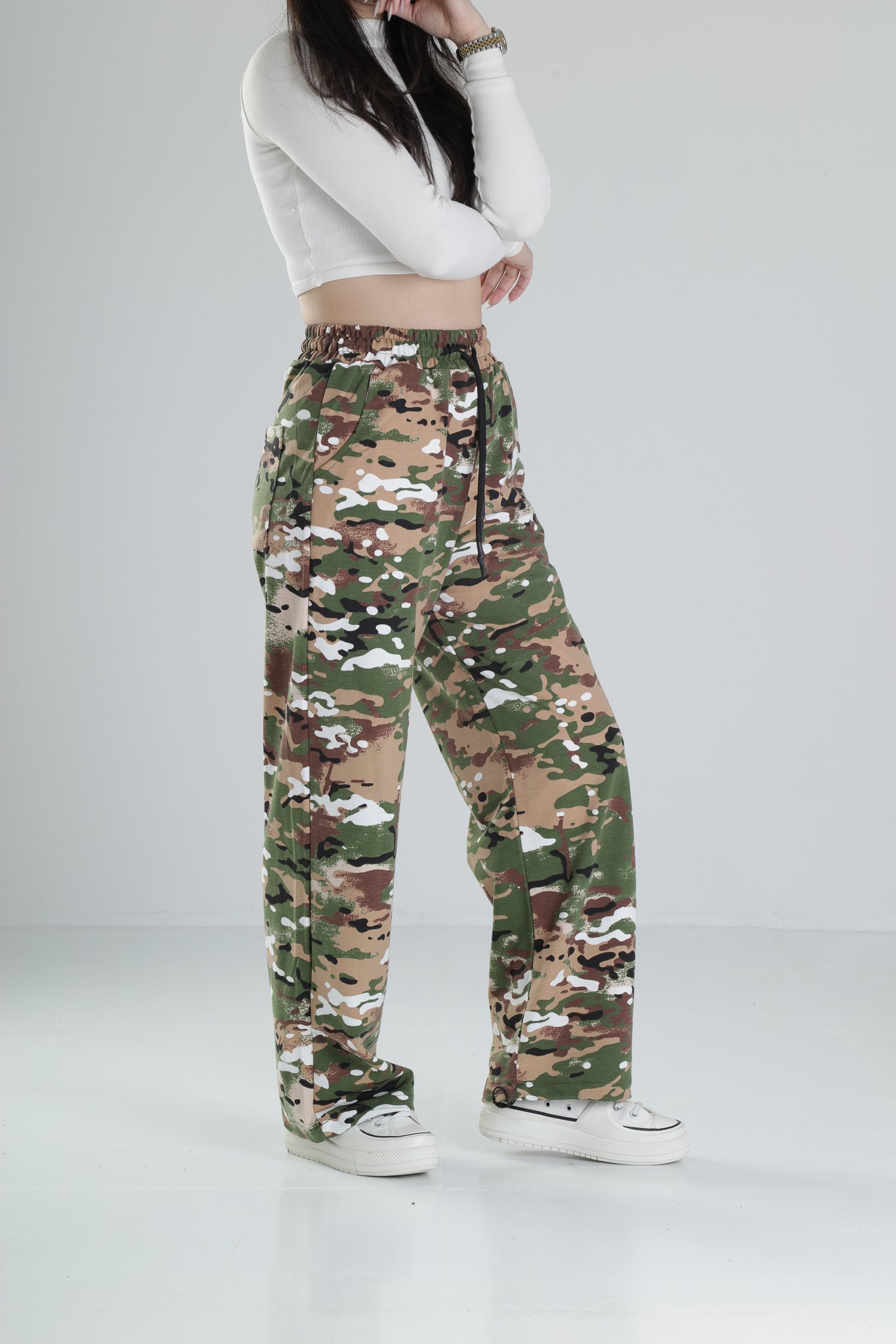 Kendinden Paça Lastikli Baggy Pantolon