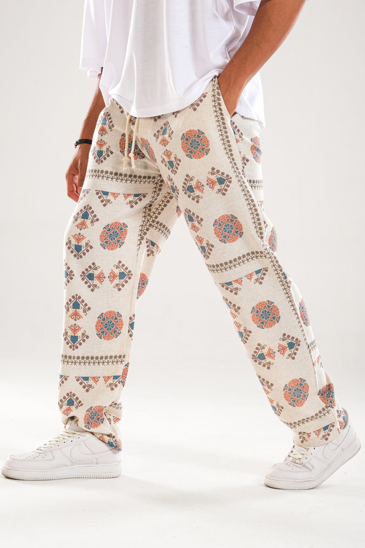 Etnik Desenli Baggy Pantolon