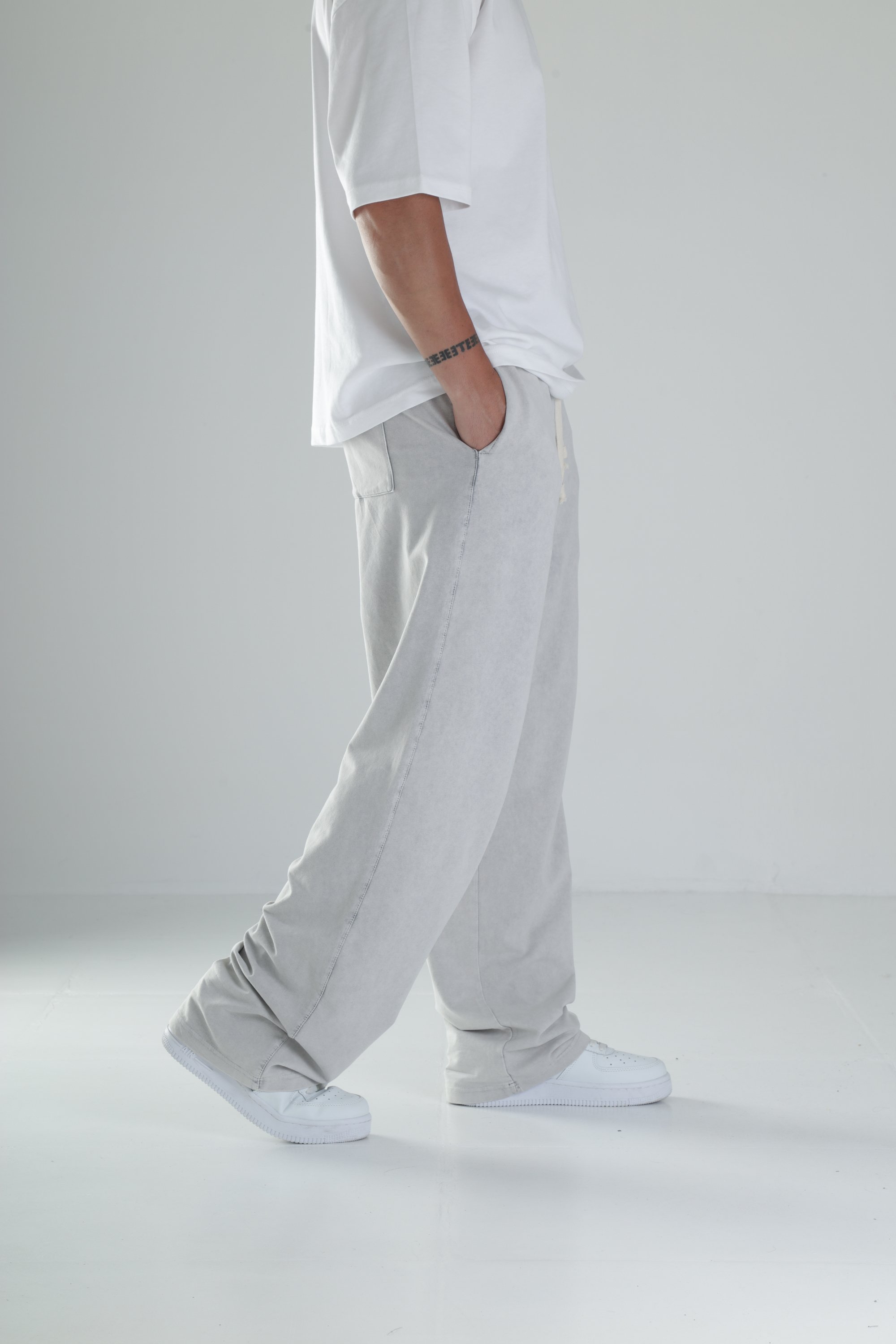 Boyalı Gri Oversize Eşofman