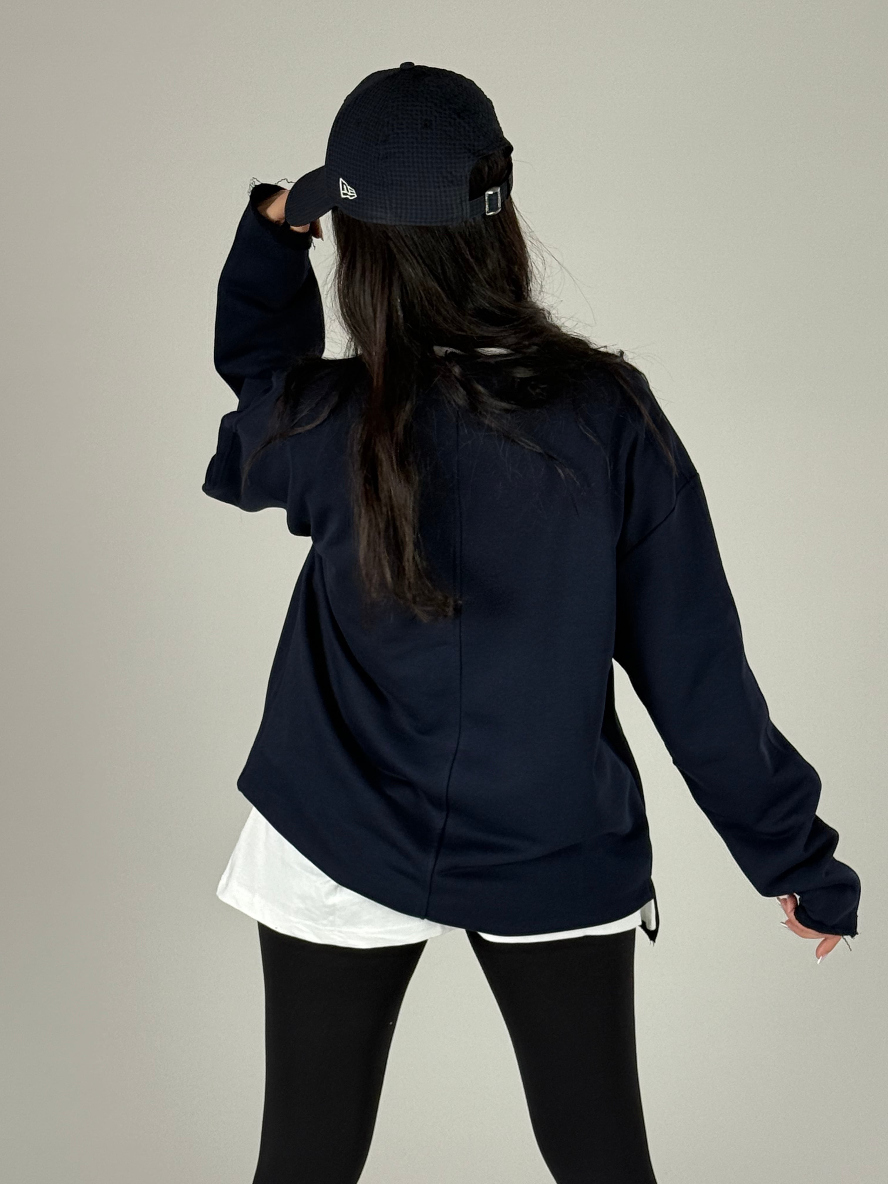 Oversize Lacivert Kadın Sweat
