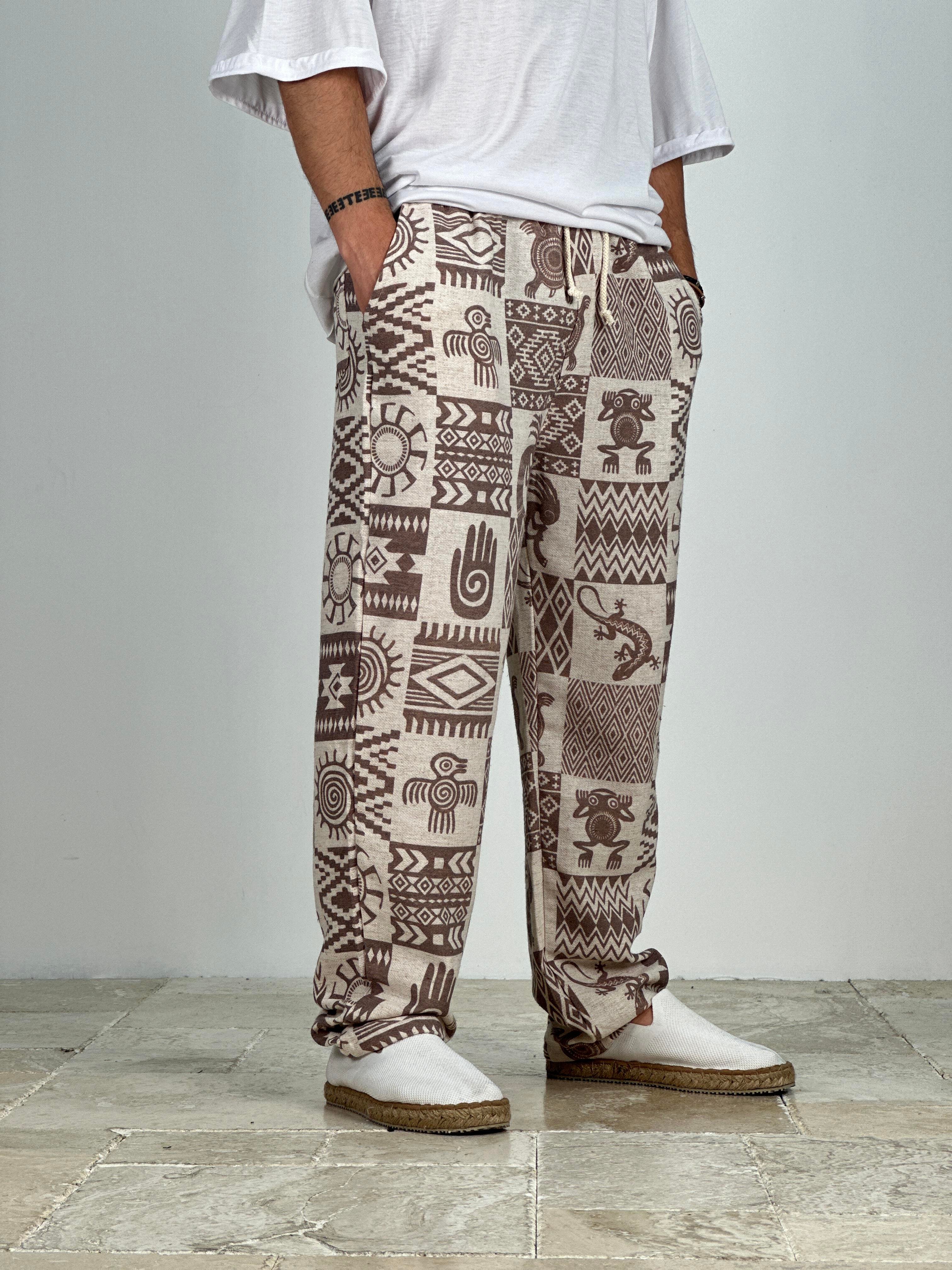 Cocopelli Desenli Keten Pantolon
