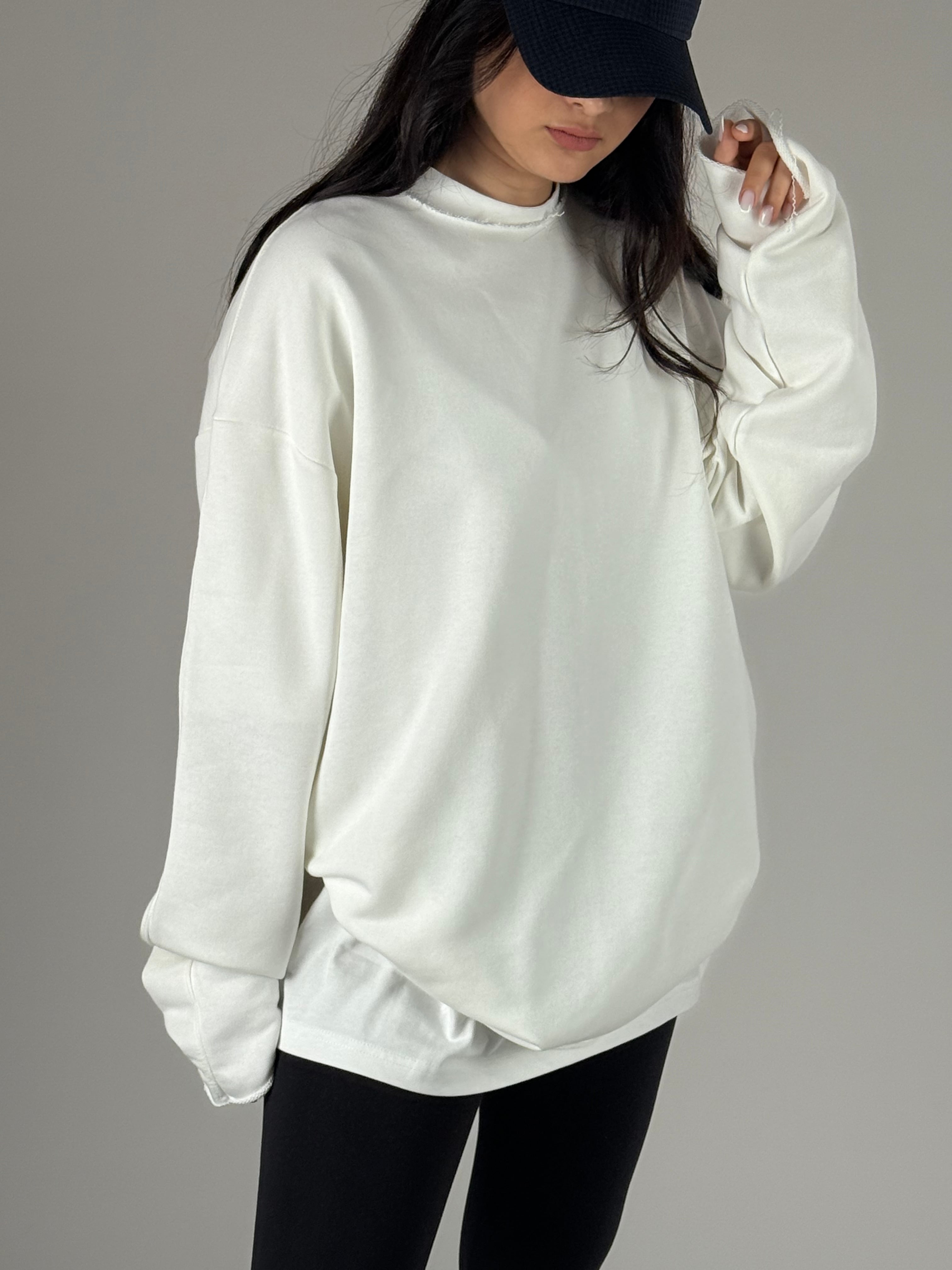 Oversize Ekru Kadın Sweat