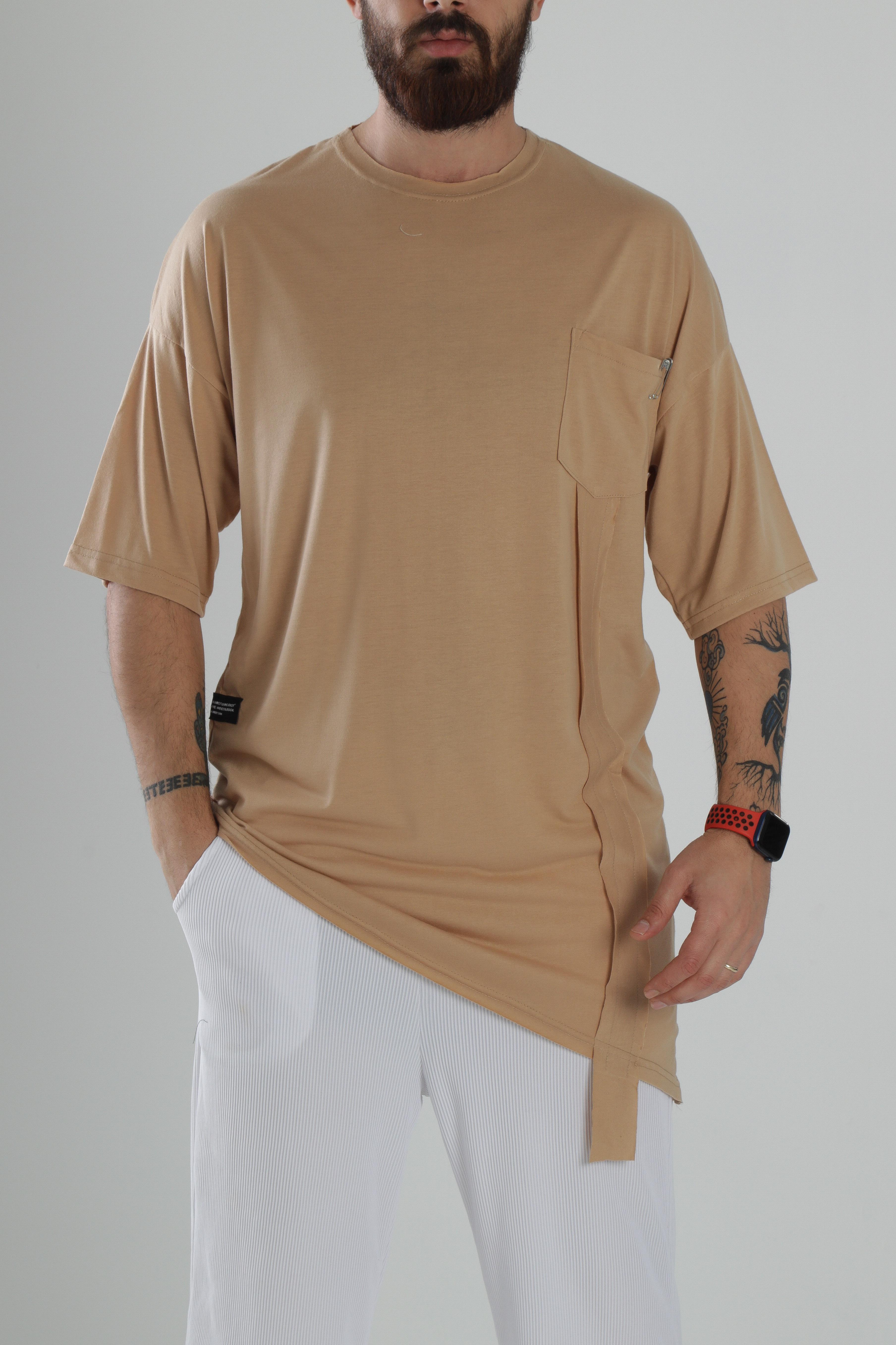 Kahverengi Asimetrik T-shirt