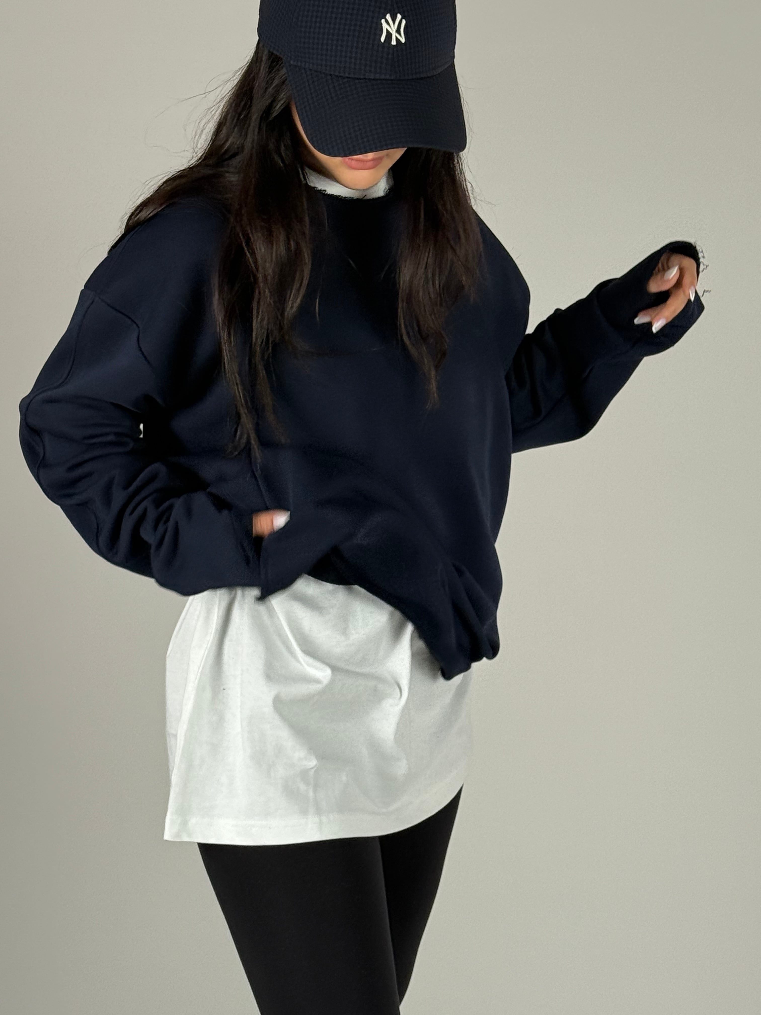 Oversize Lacivert Kadın Sweat