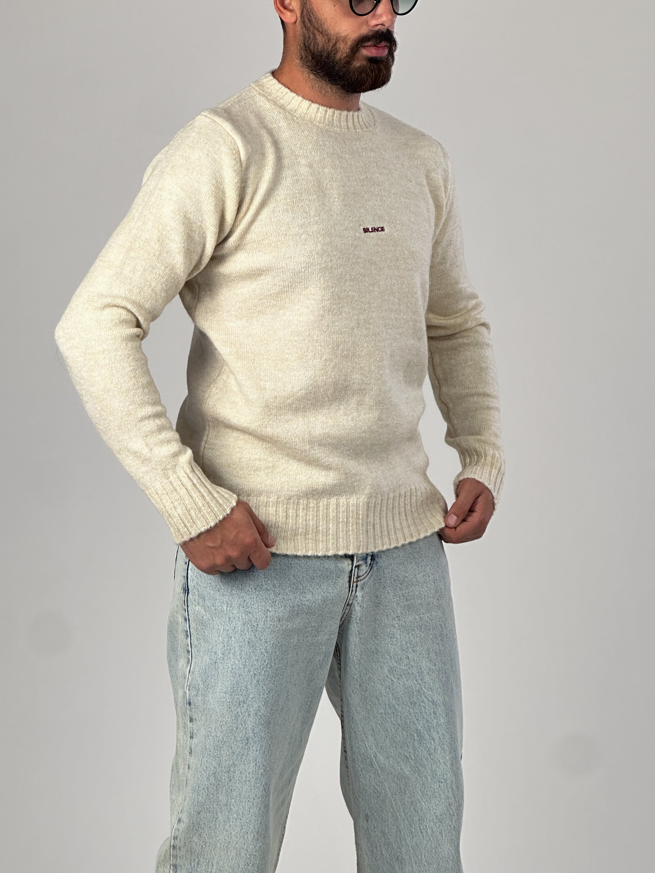 Basic Bej Erkek Sweatshirt