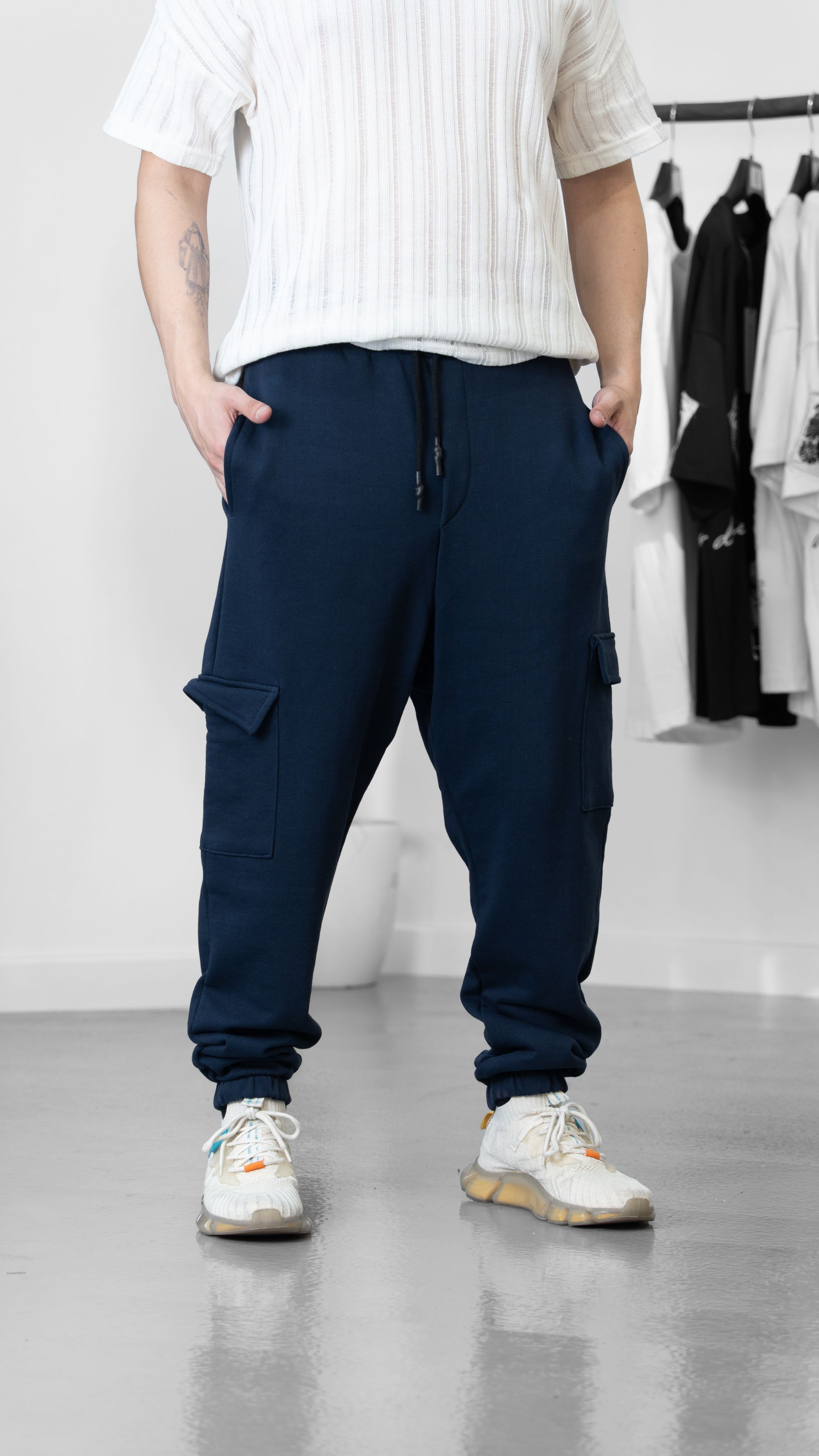 Lacivert Kargo Cepli Jogger