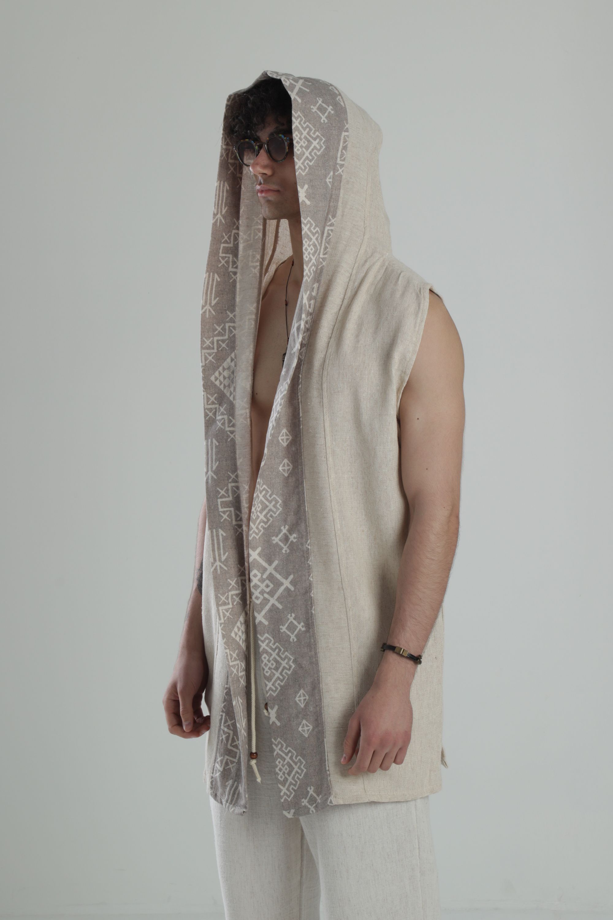 Bohem Keten Desenli Kimono