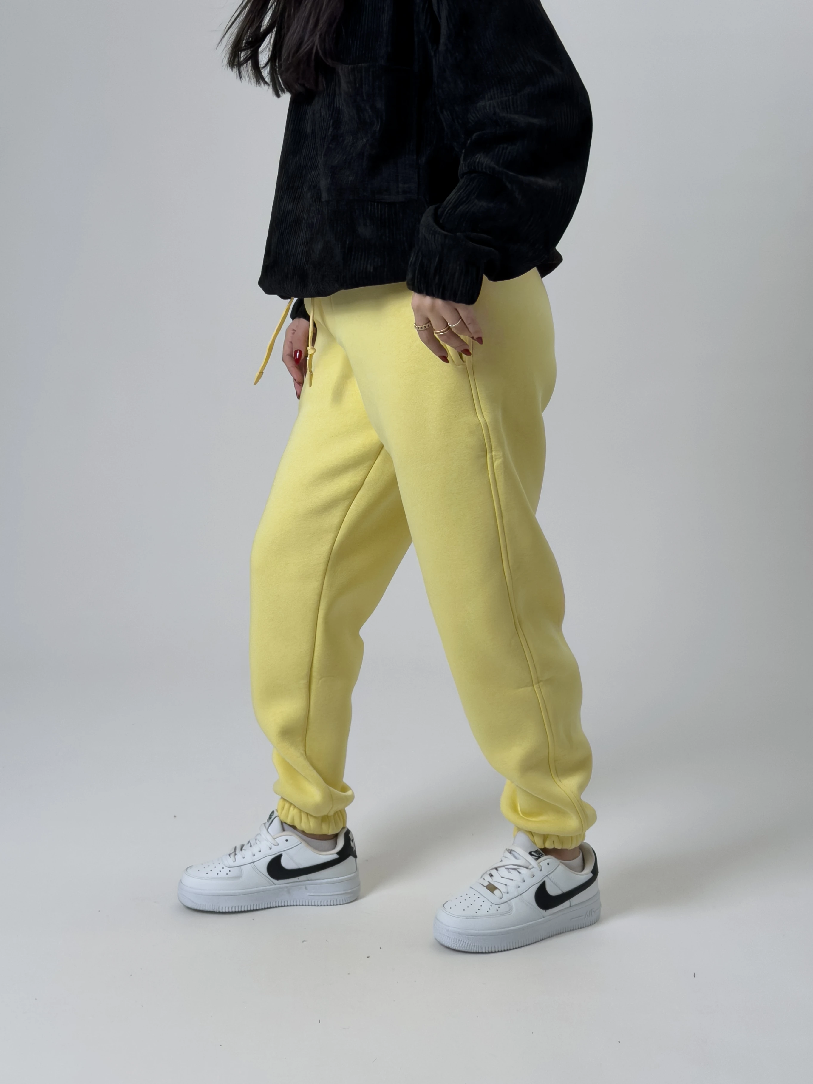 Şardonlu Sarı Kadın Jogger Eşofman COC2542