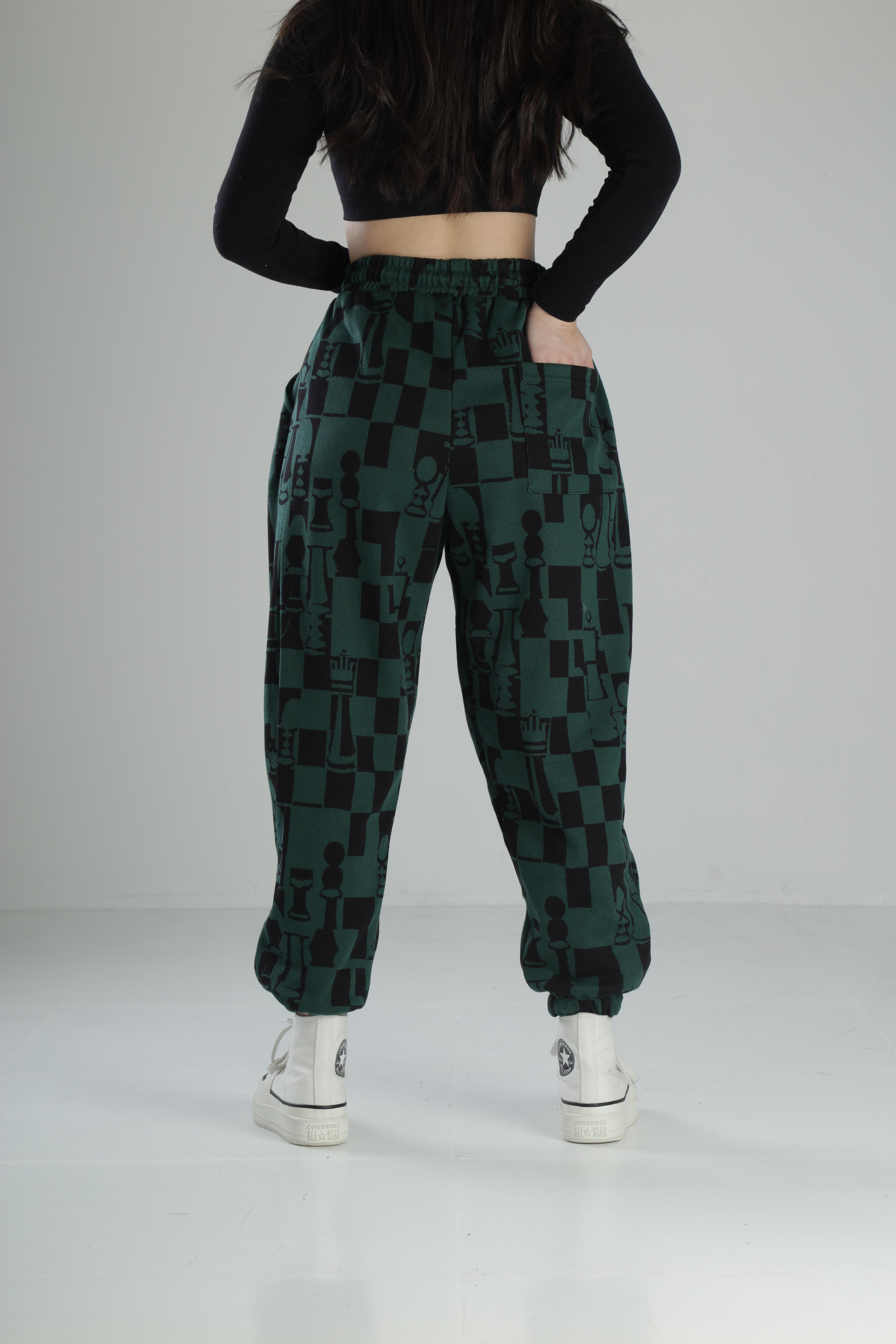 Dama Desenli Pileli Jogger Pantolon