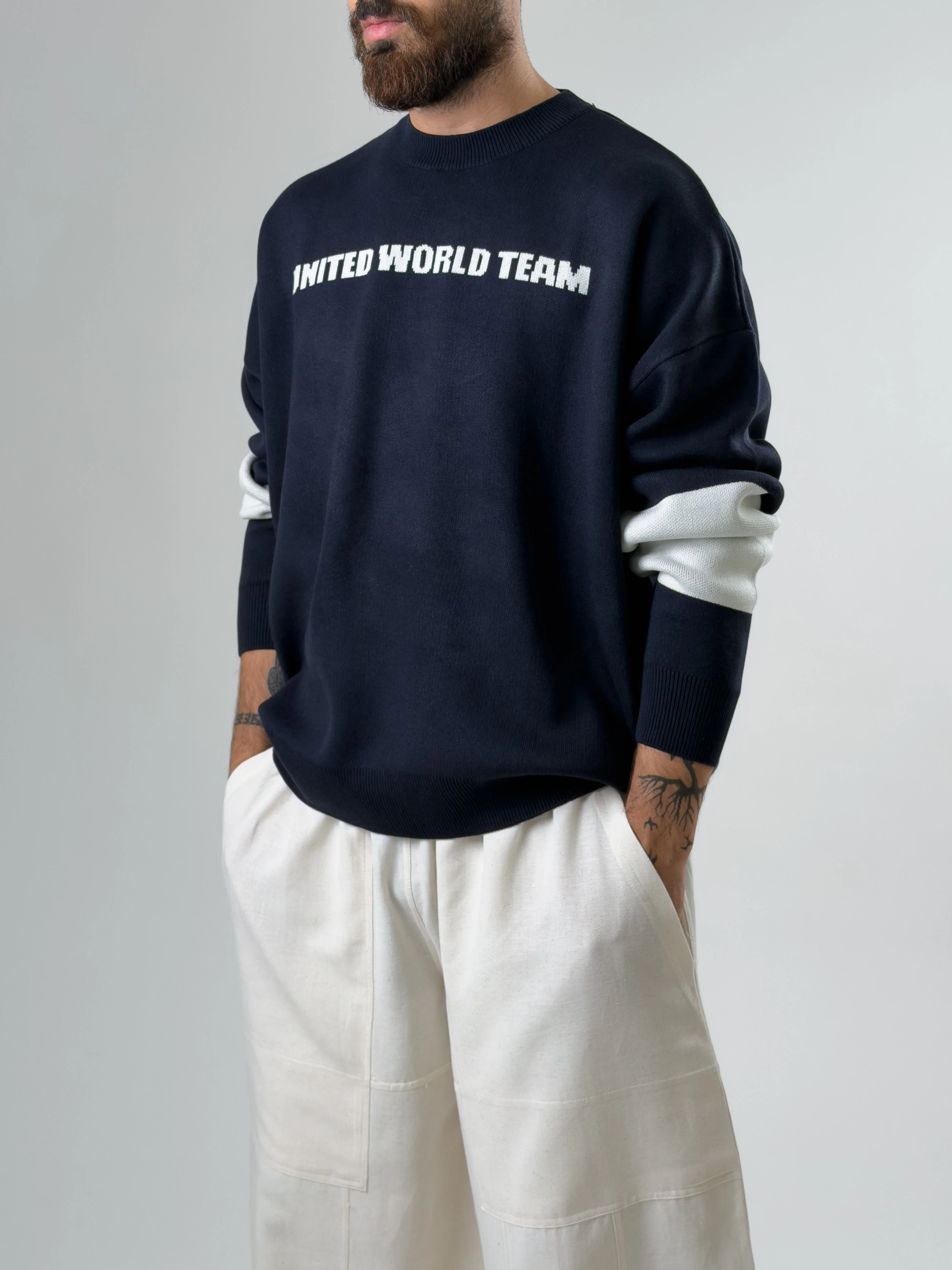 Oversize New York Erkek Lacivert Triko COC2597