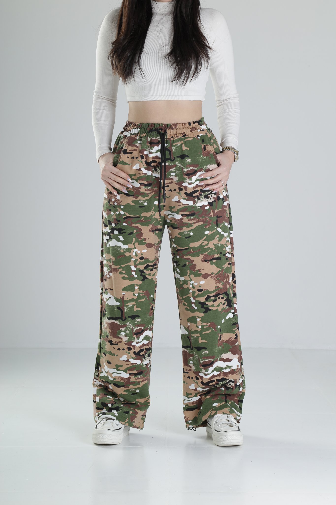 Kendinden Paça Lastikli Baggy Pantolon