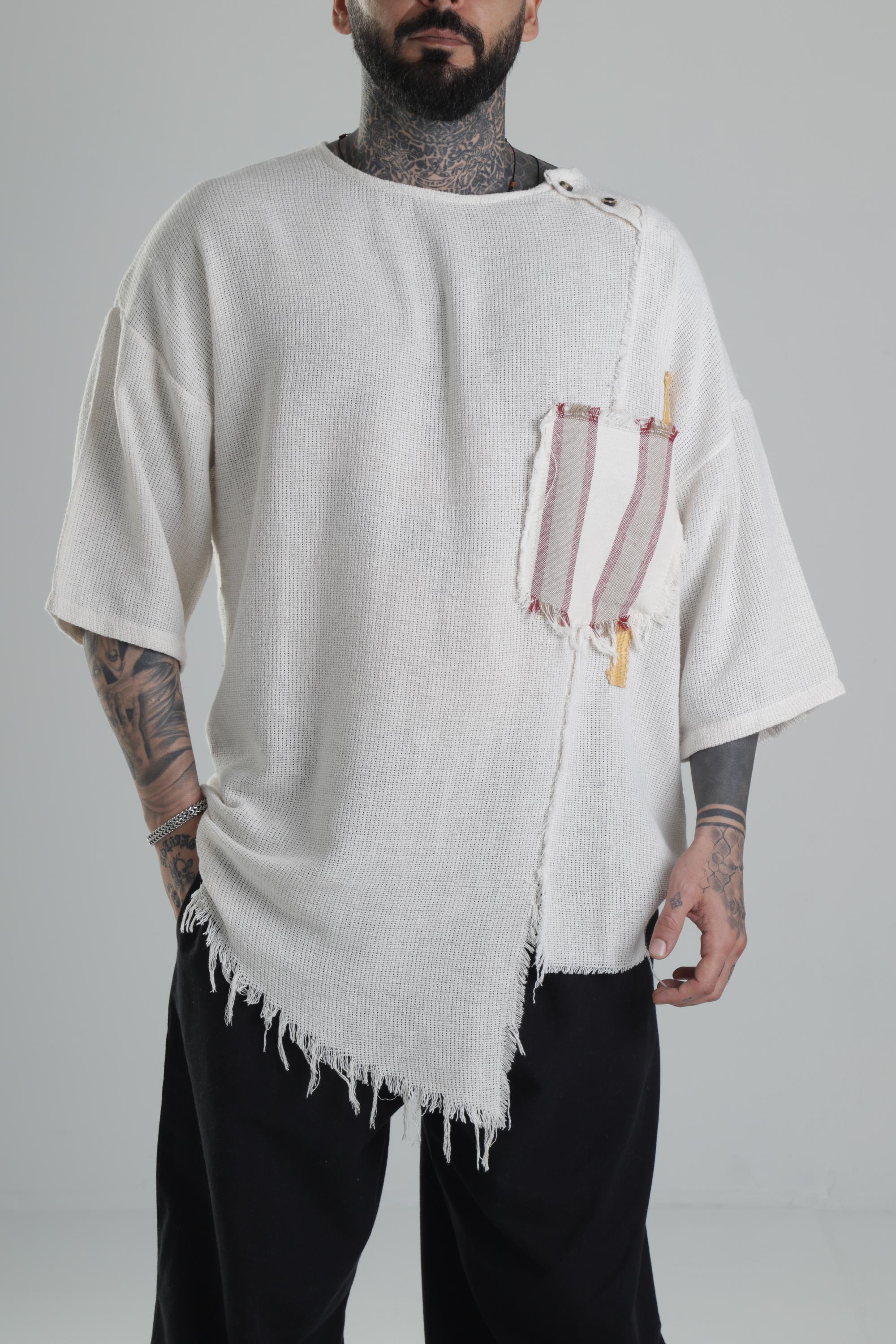 Bordo Cep Detaylı Oversize T-Shirt