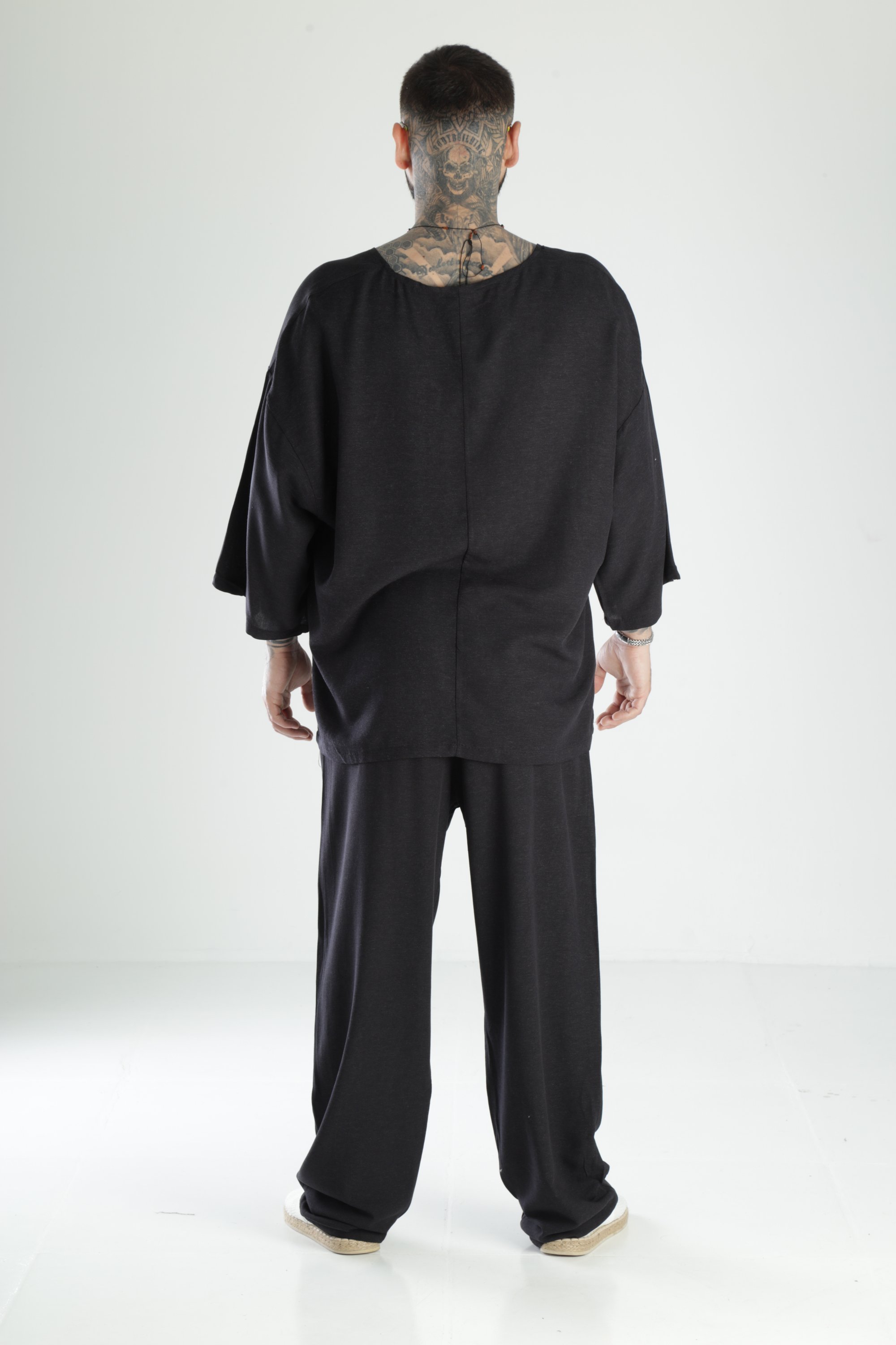 Oversize Siyah Keten Takım