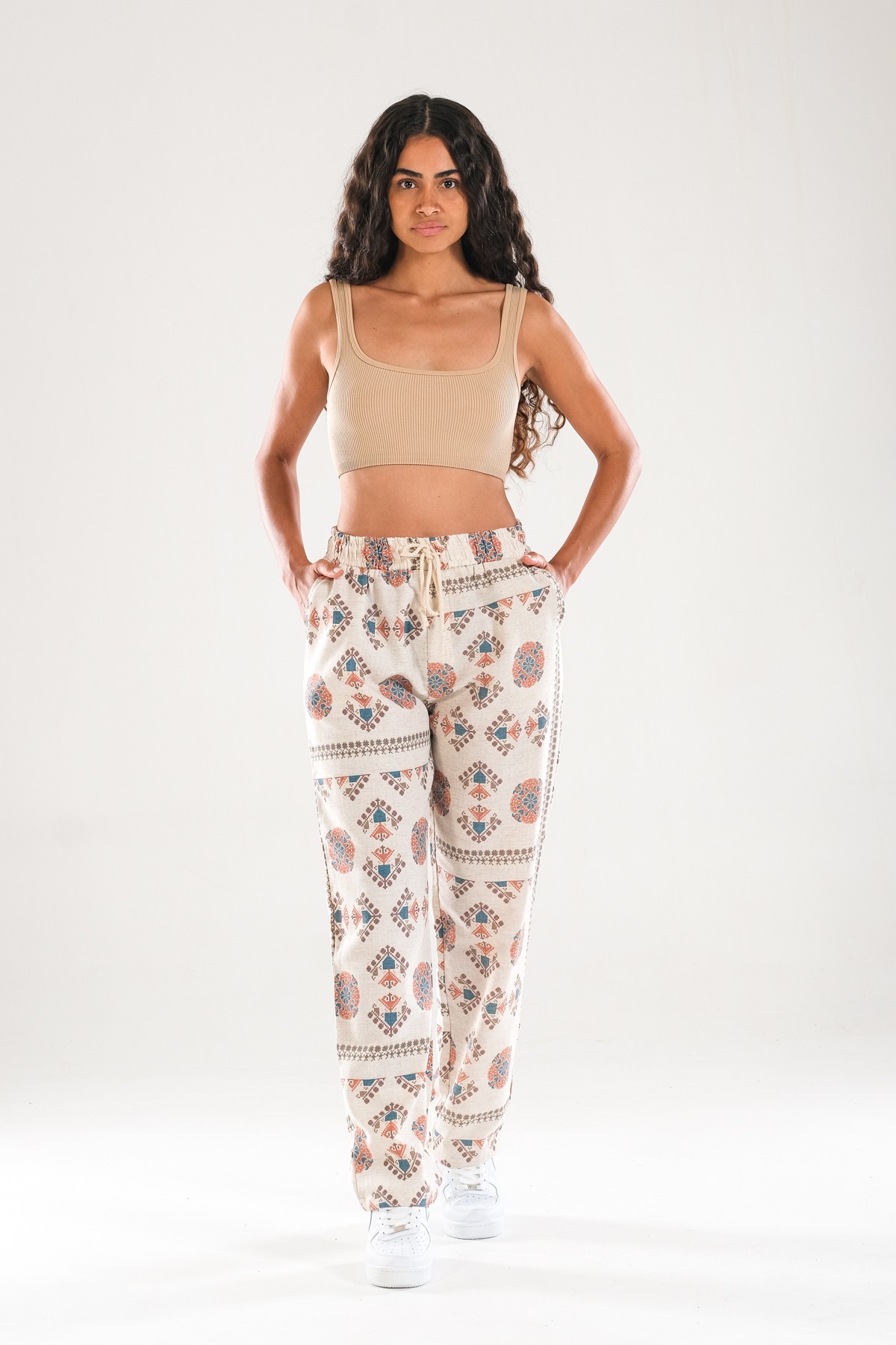 Etnik Desenli Baggy Pantolon
