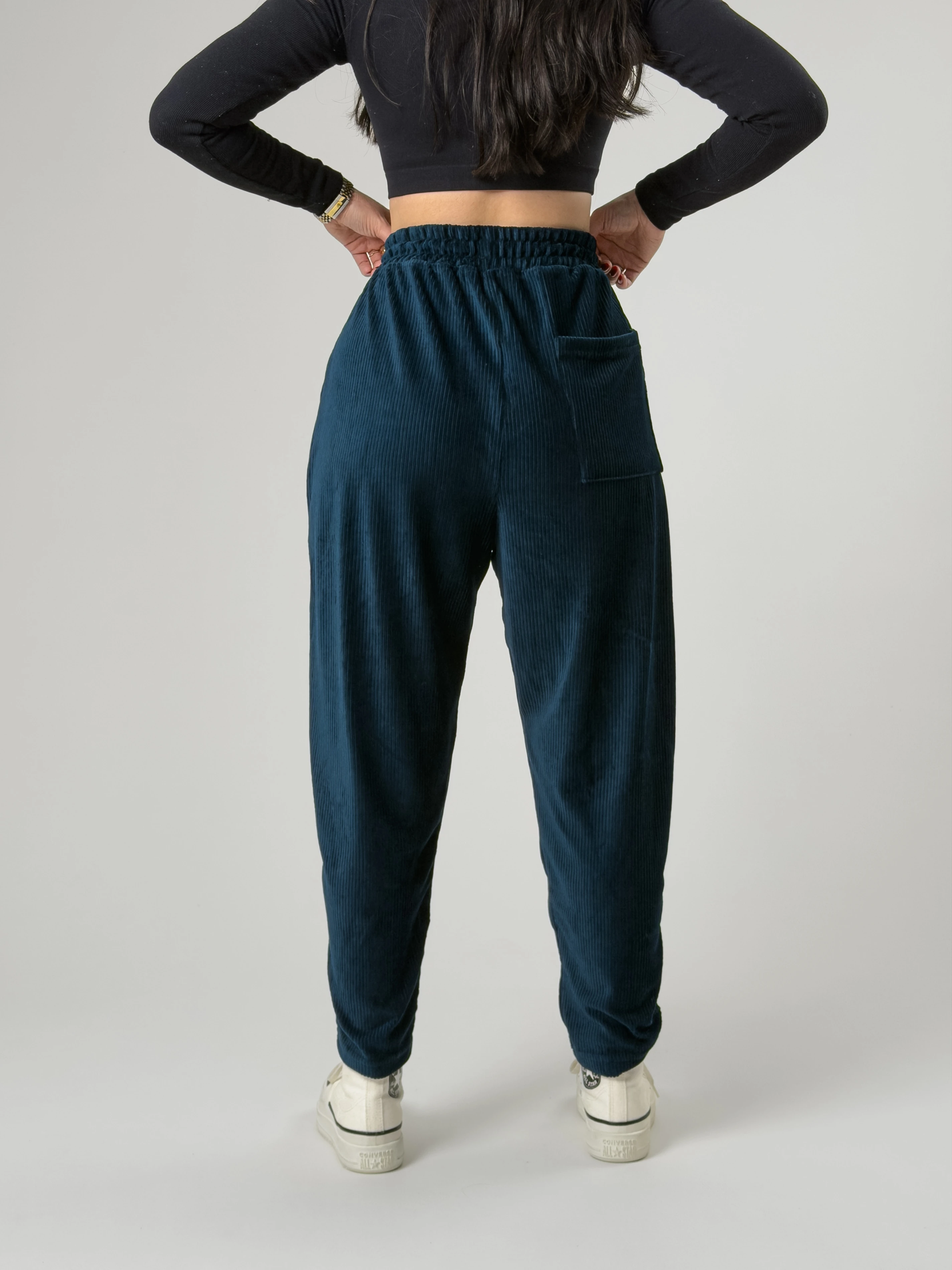 Petrol Pileli Kadın Jogger Pantolon COC2563