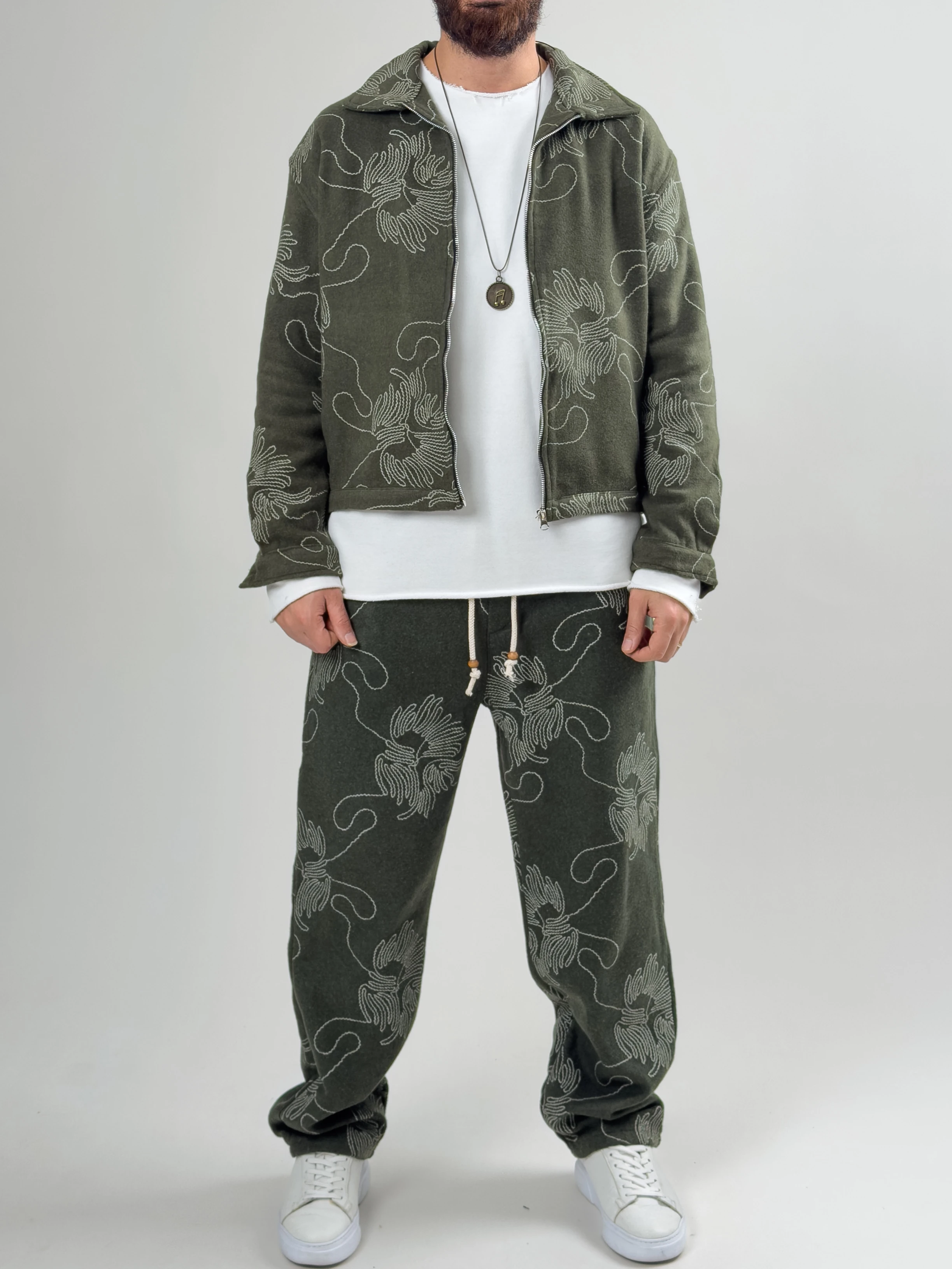 Nakış İşlemeli Erkek Yeşil Takım COC2629