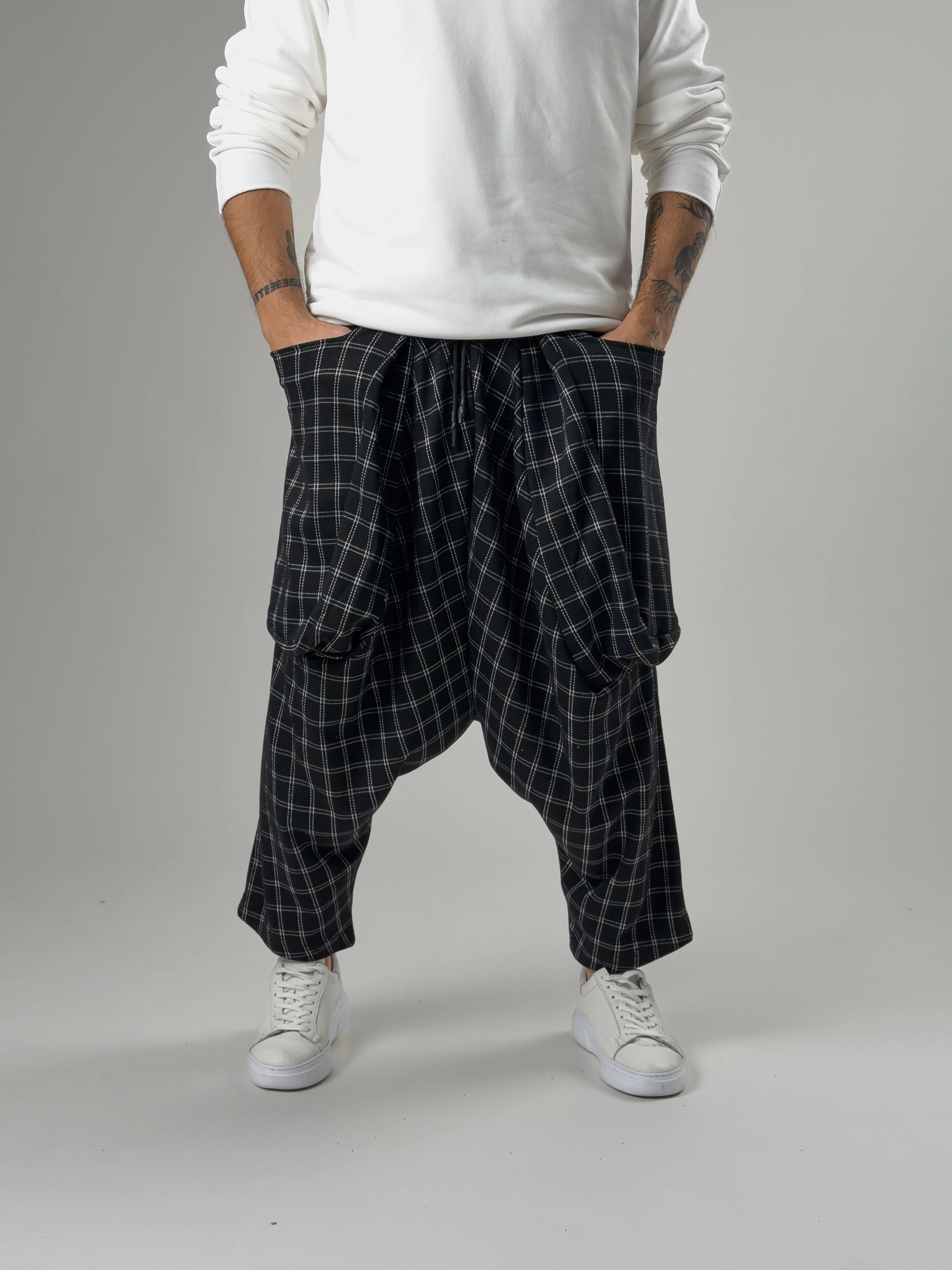 Erkek İnce Ekose Avangard Şalvar COC2572