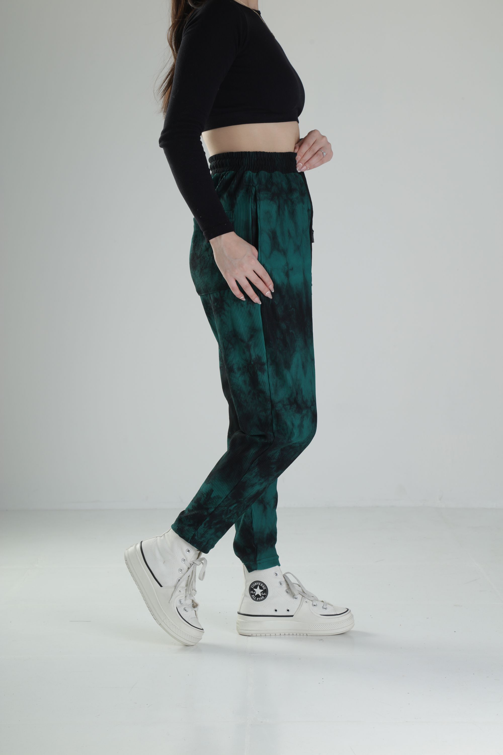 Yeşil Batik Baget Pantolon