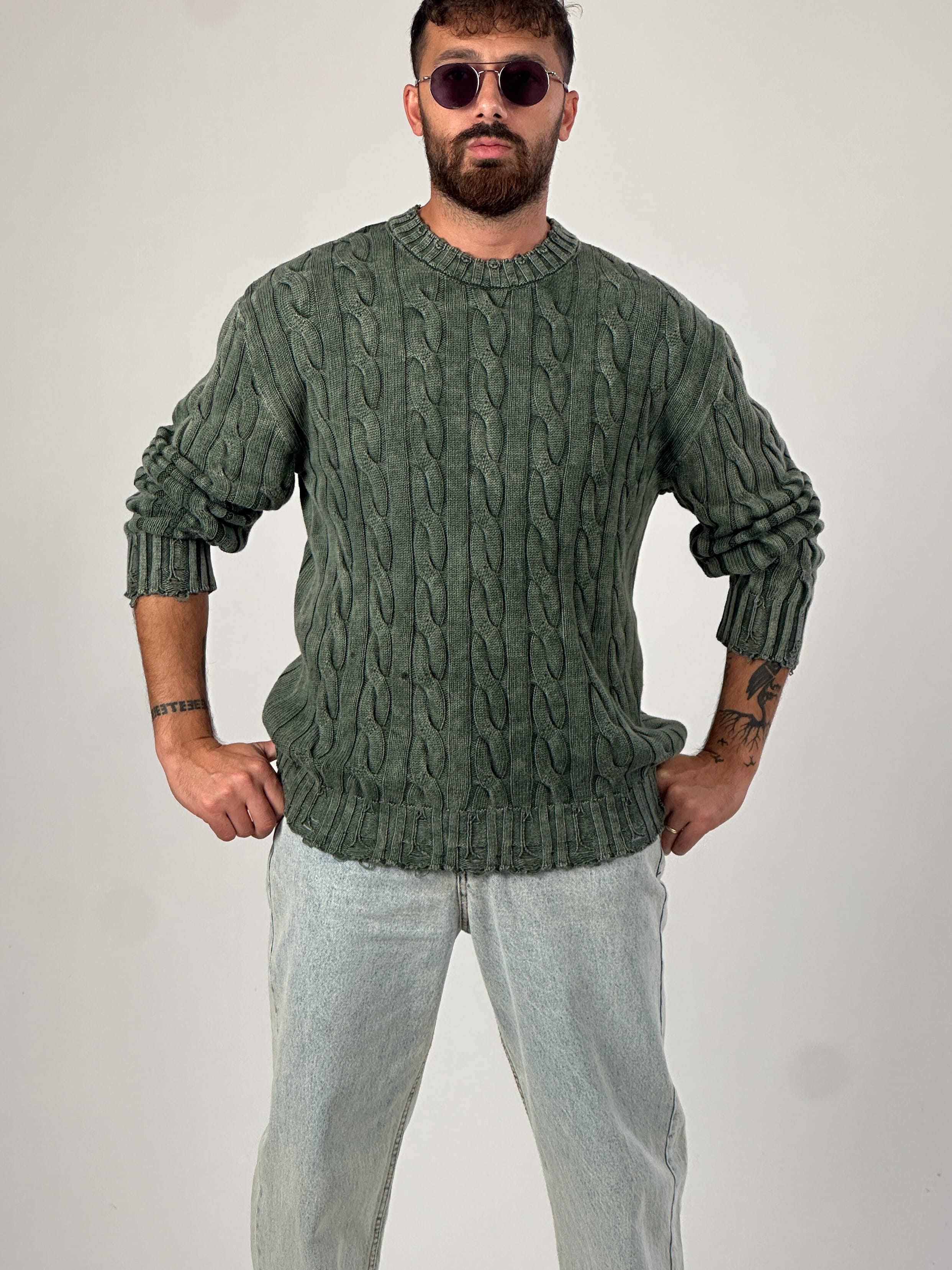 Haki Triko Erkek Sweatshirt