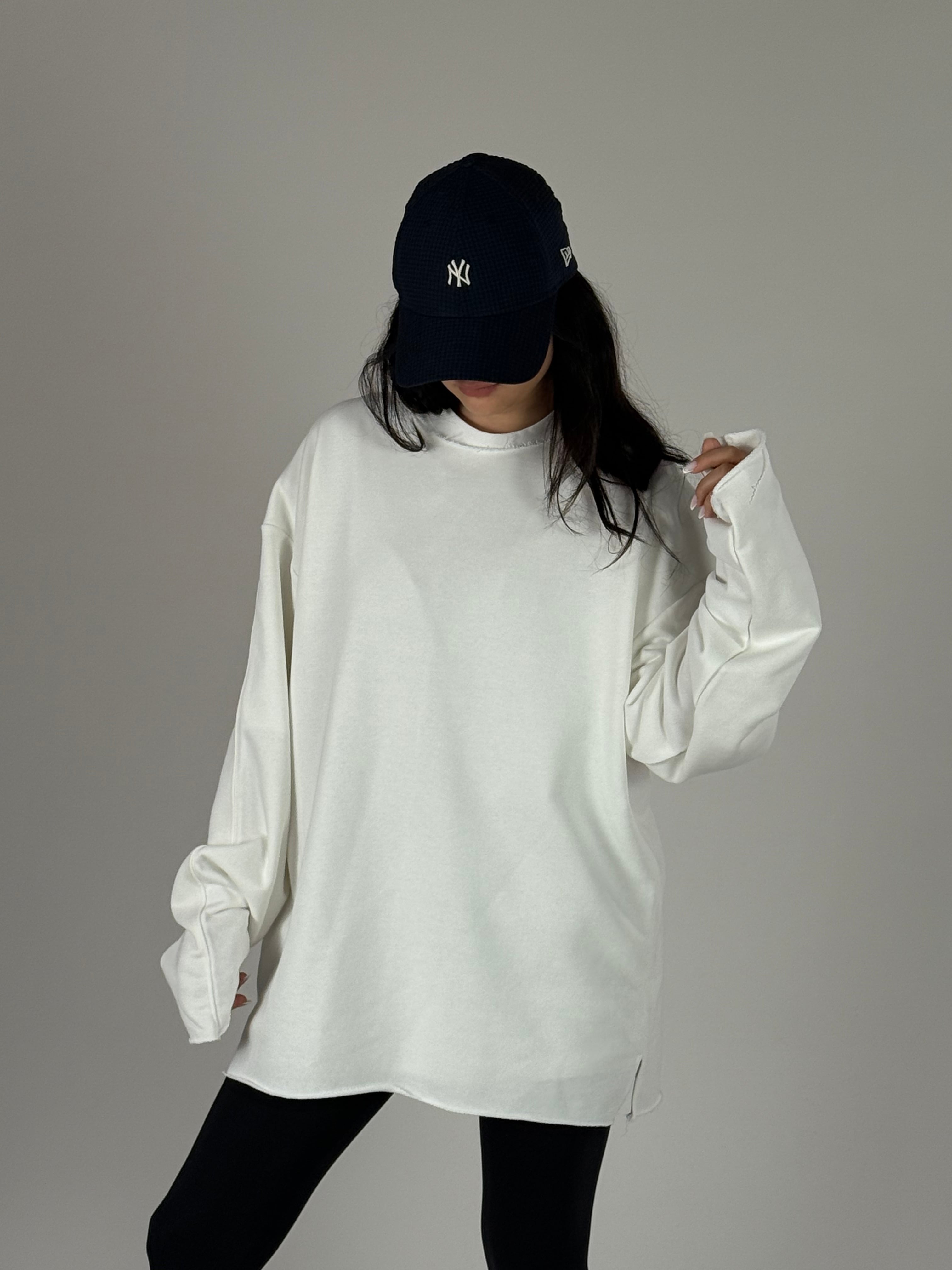 Oversize Ekru Kadın Sweat