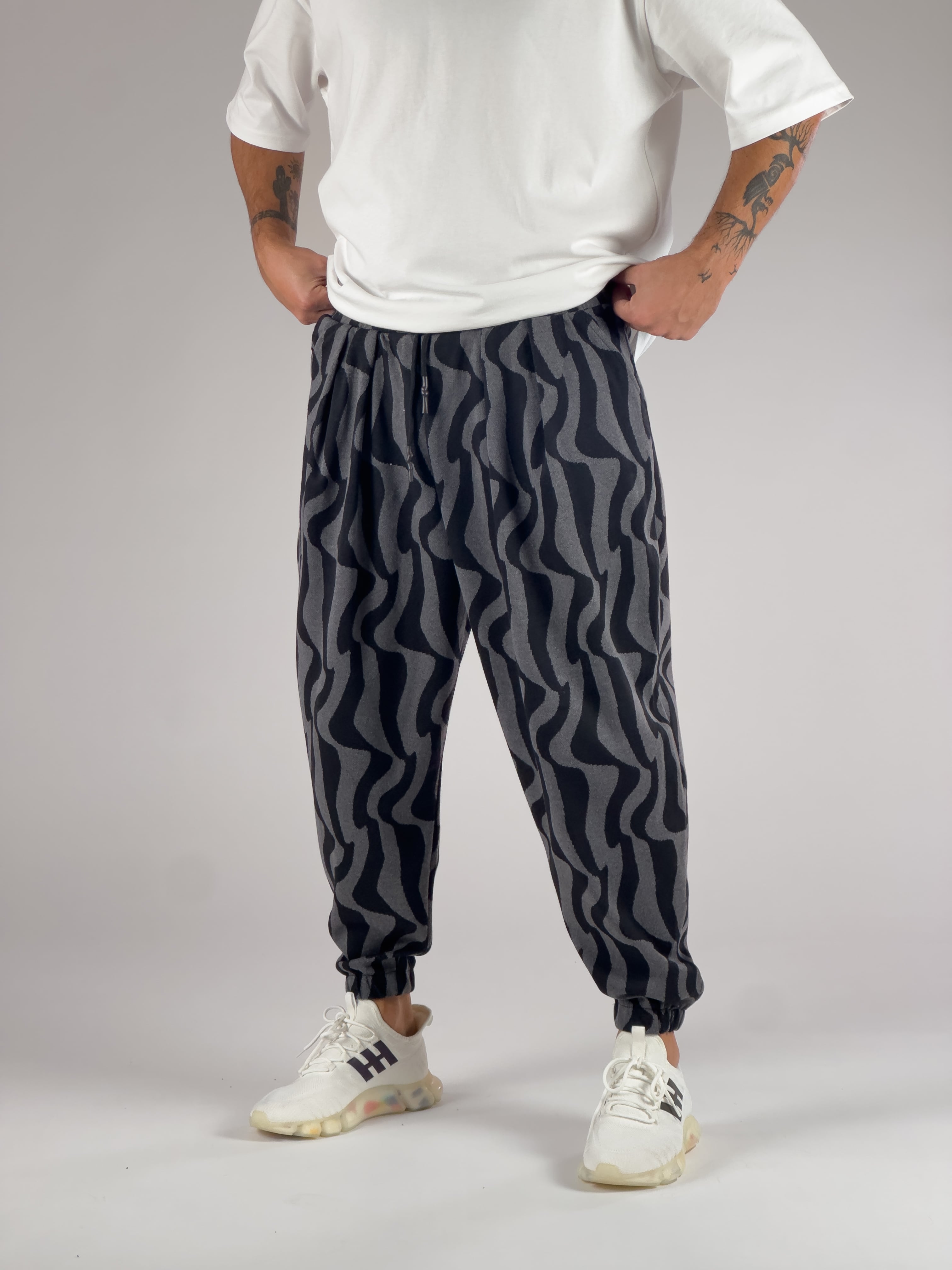 Dalga Desenli Pileli Jogger Pantolon