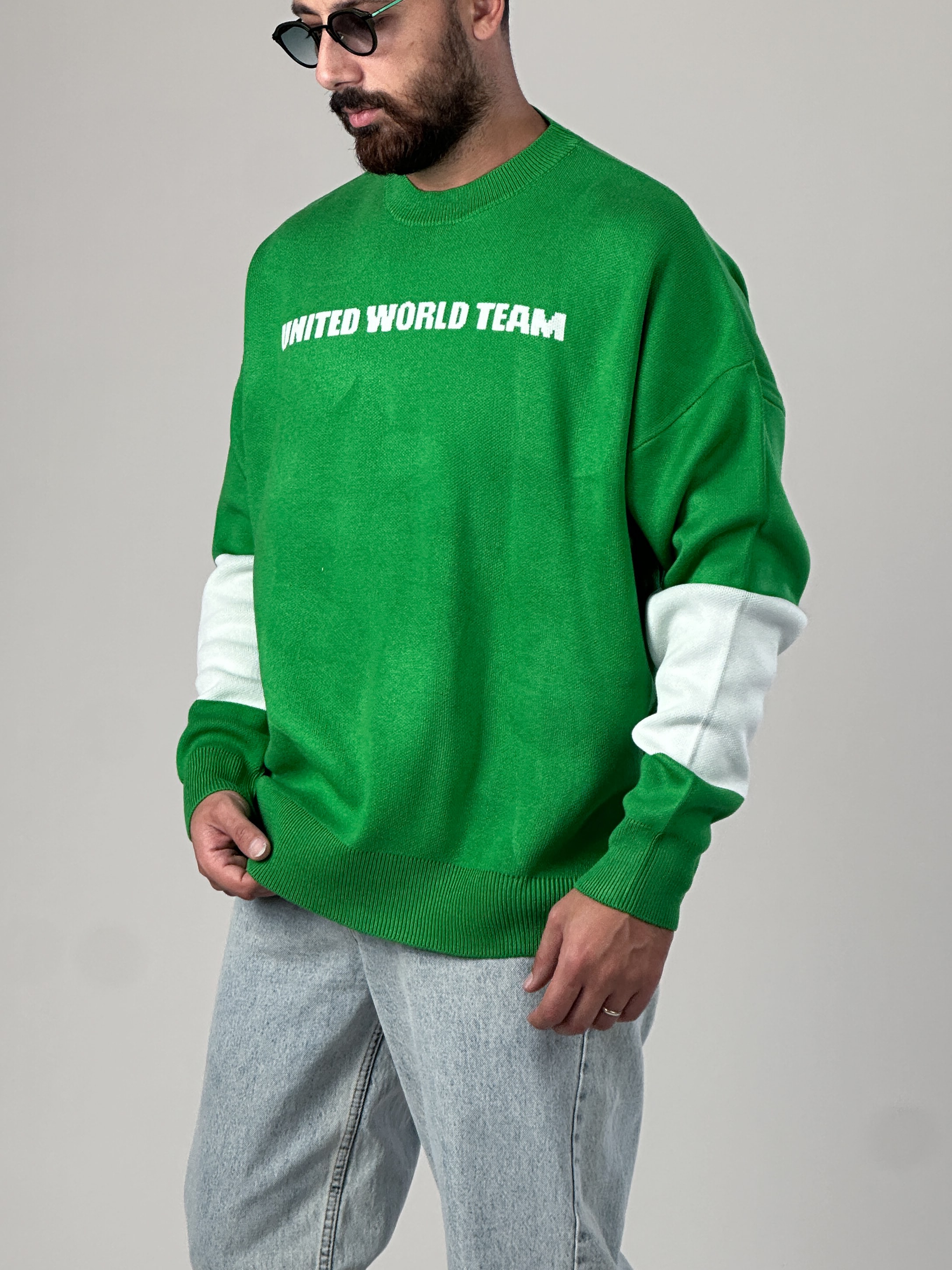 Oversize Yeşil New York Erkek Triko Sweat