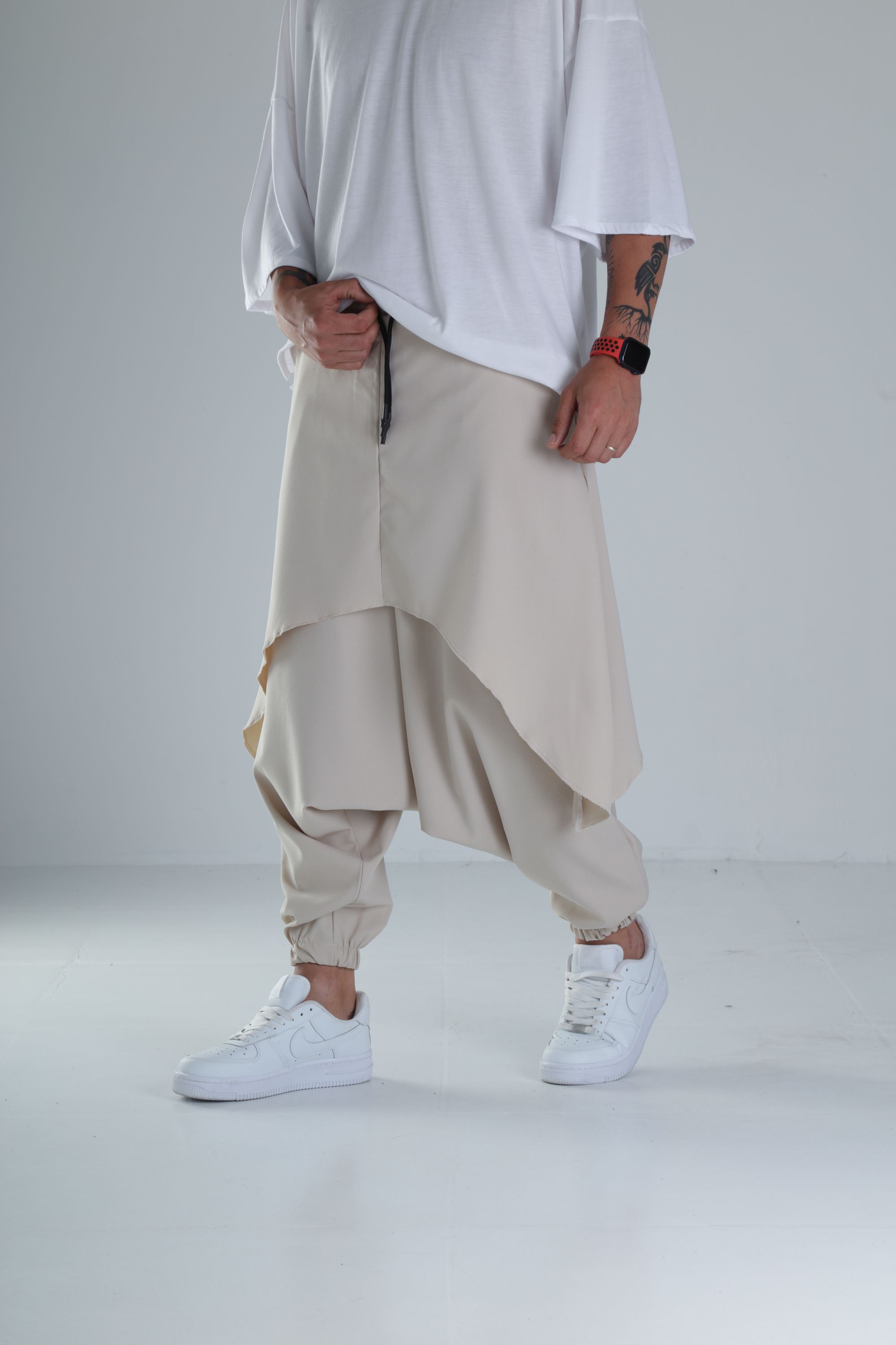 Oversize Şalvarlı Samurai Bej Pantolon