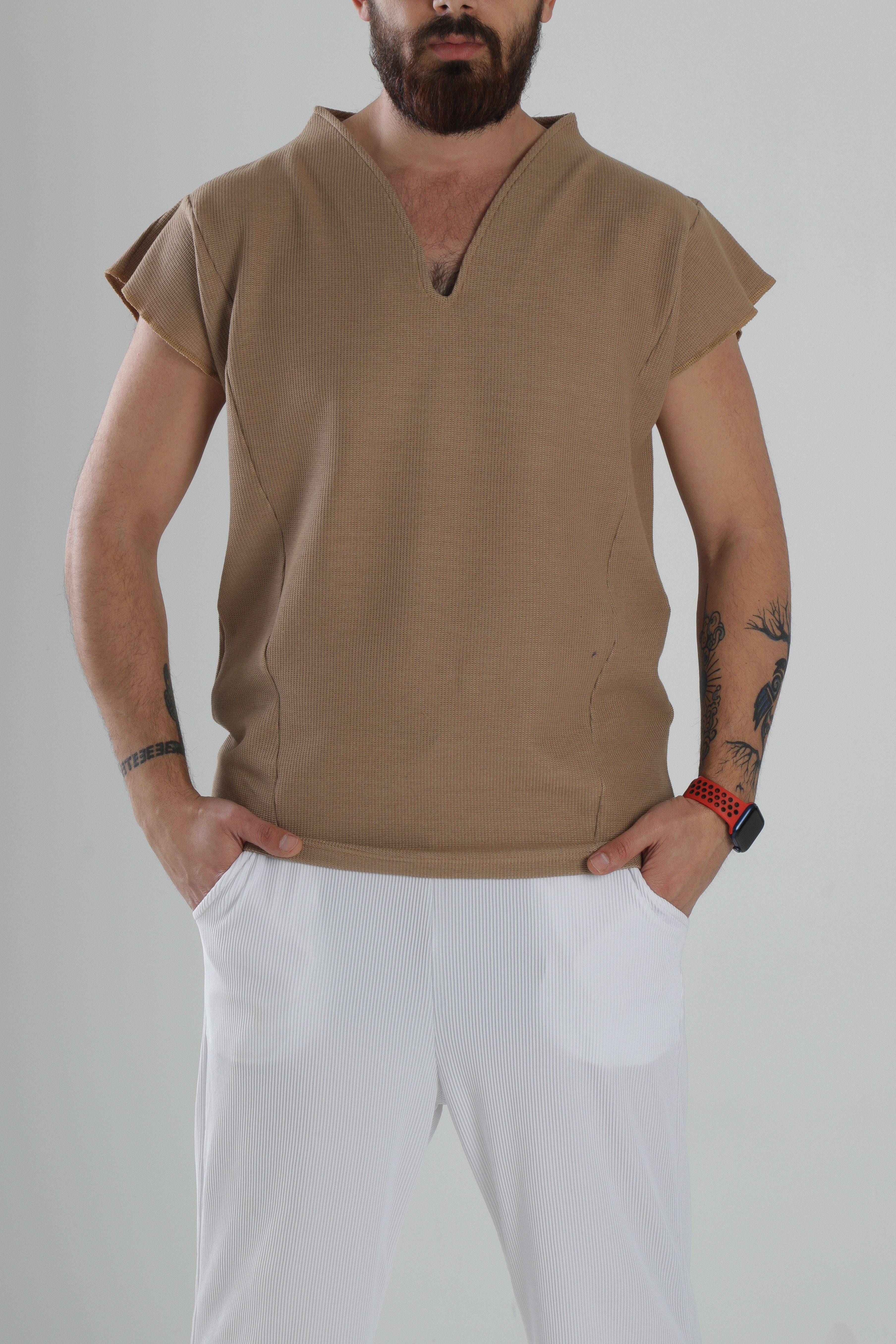 Sıfır Kol Kahve T-Shirt