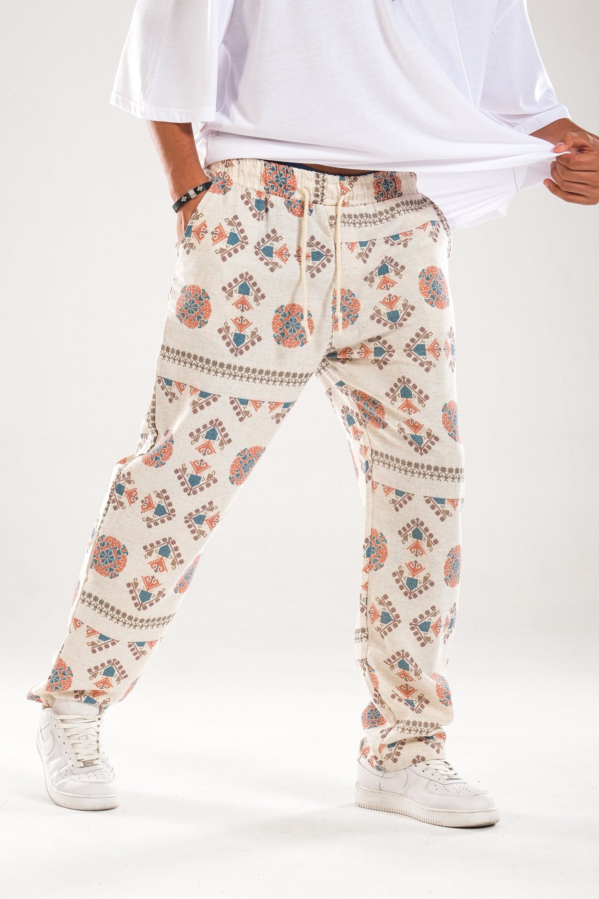 Etnik Desenli Baggy Pantolon