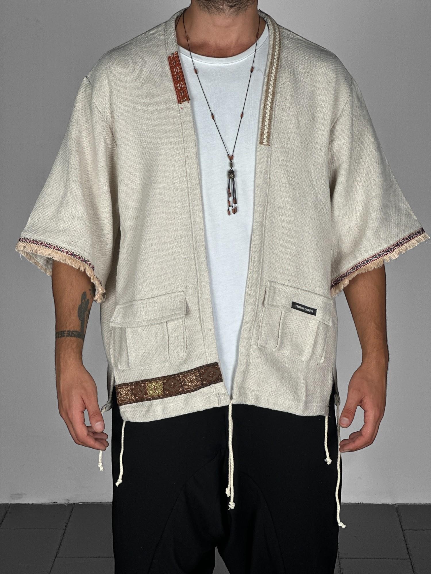 Etnik Desenli Bohem Kimono