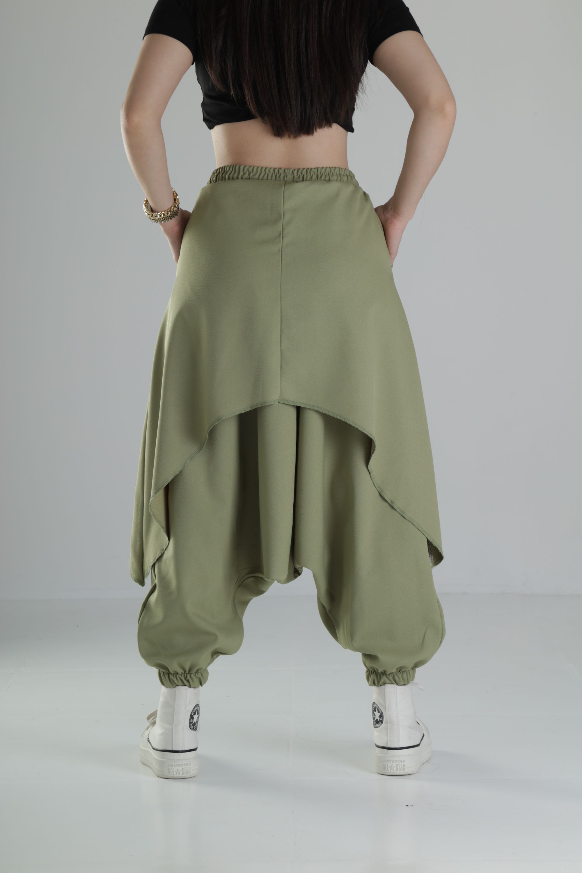 Oversize Şalvarlı Haki Jogger Pantolon