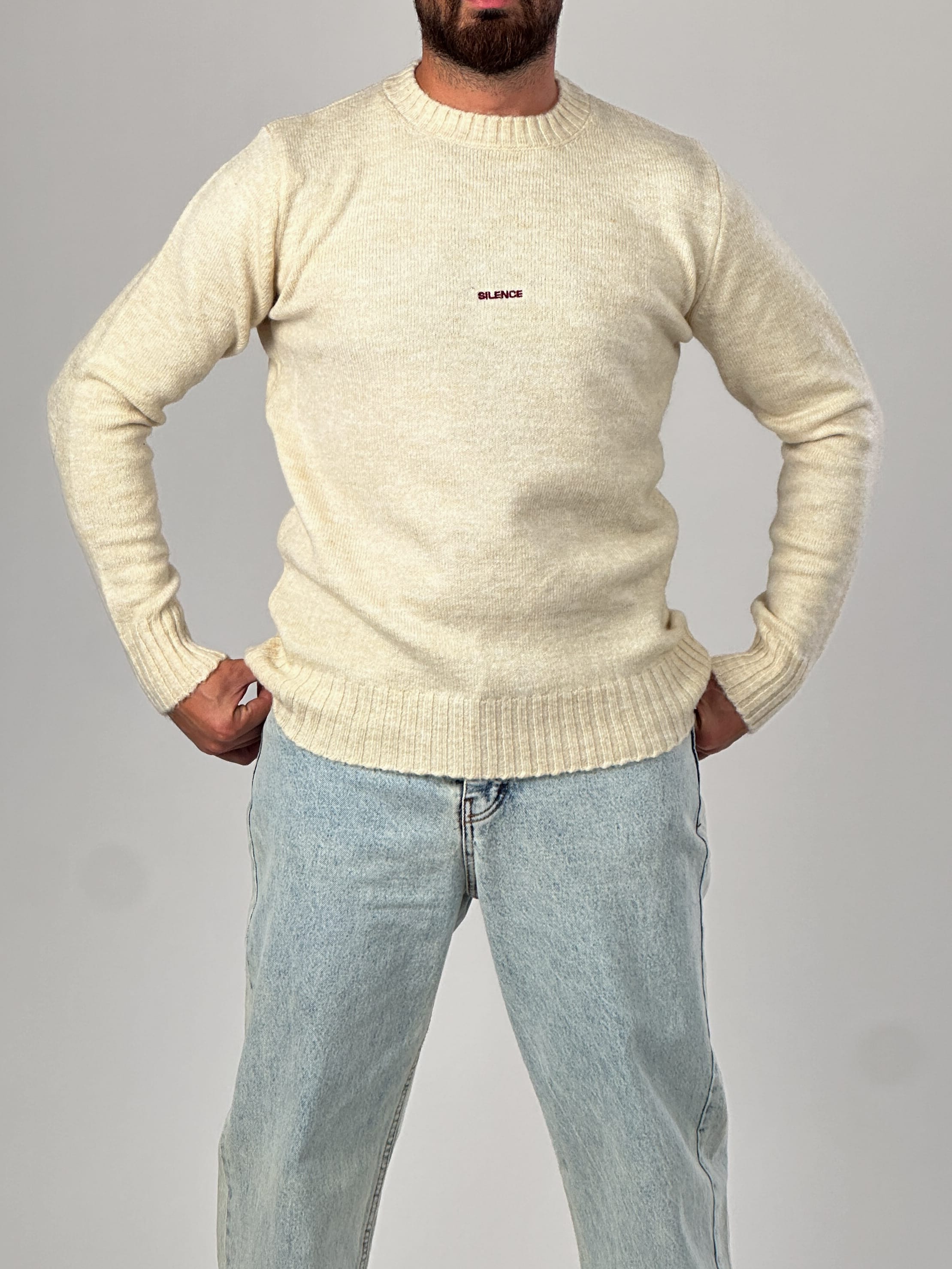 Basic Bej Erkek Sweatshirt