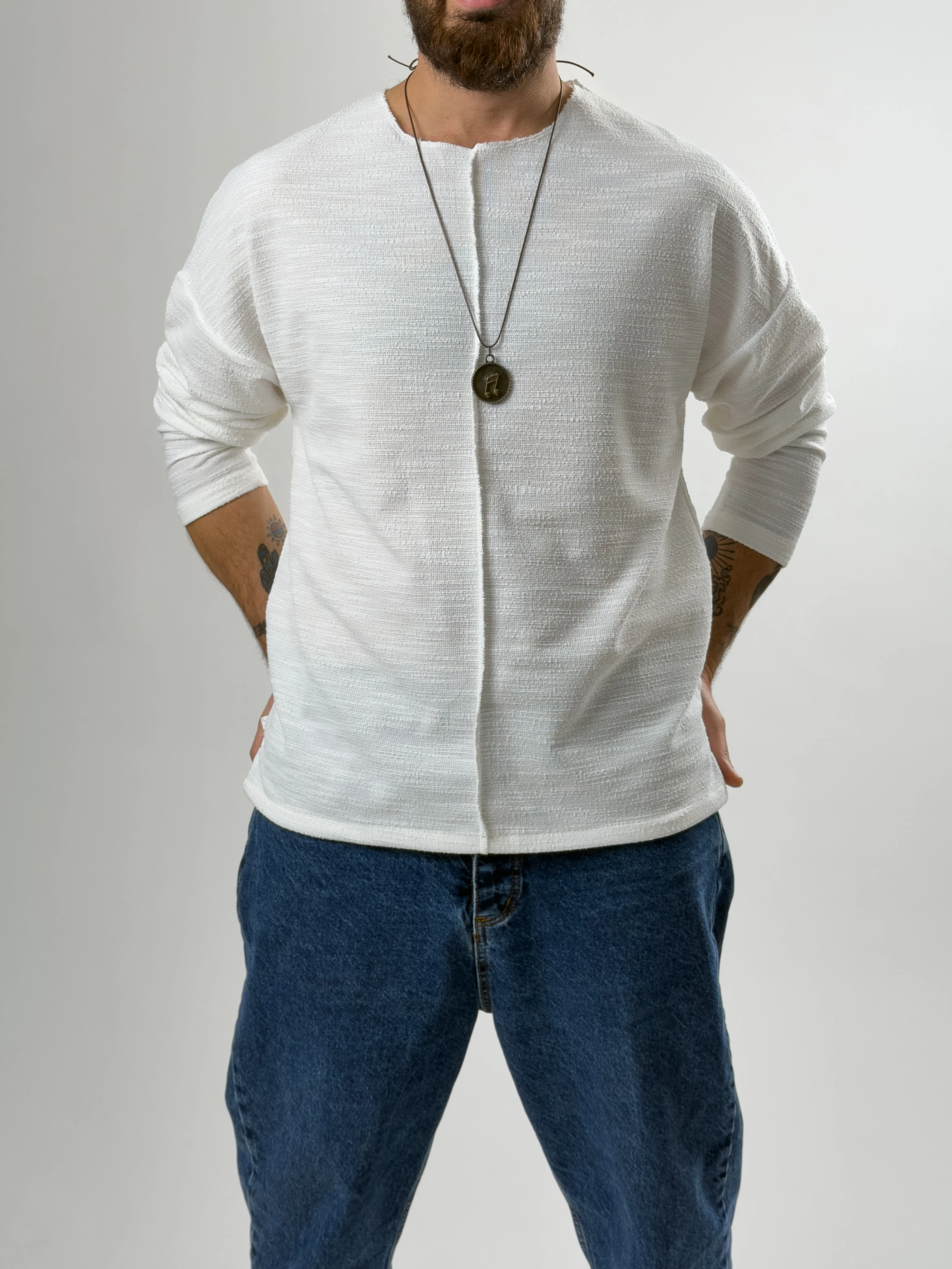 Tasarım Çima Detaylı Erkek Ekru Sweat COC2631