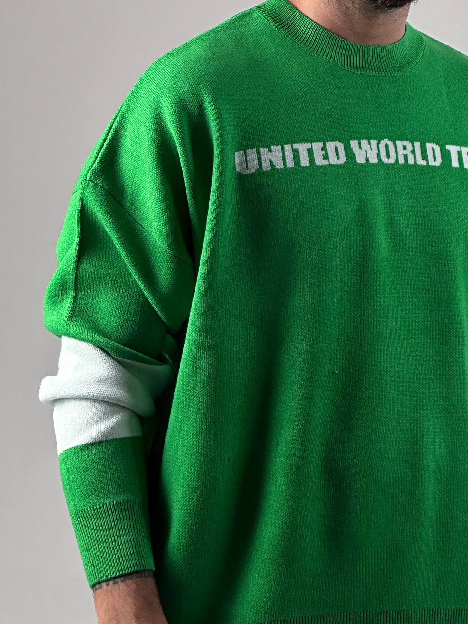Oversize Yeşil New York Erkek Triko Sweat