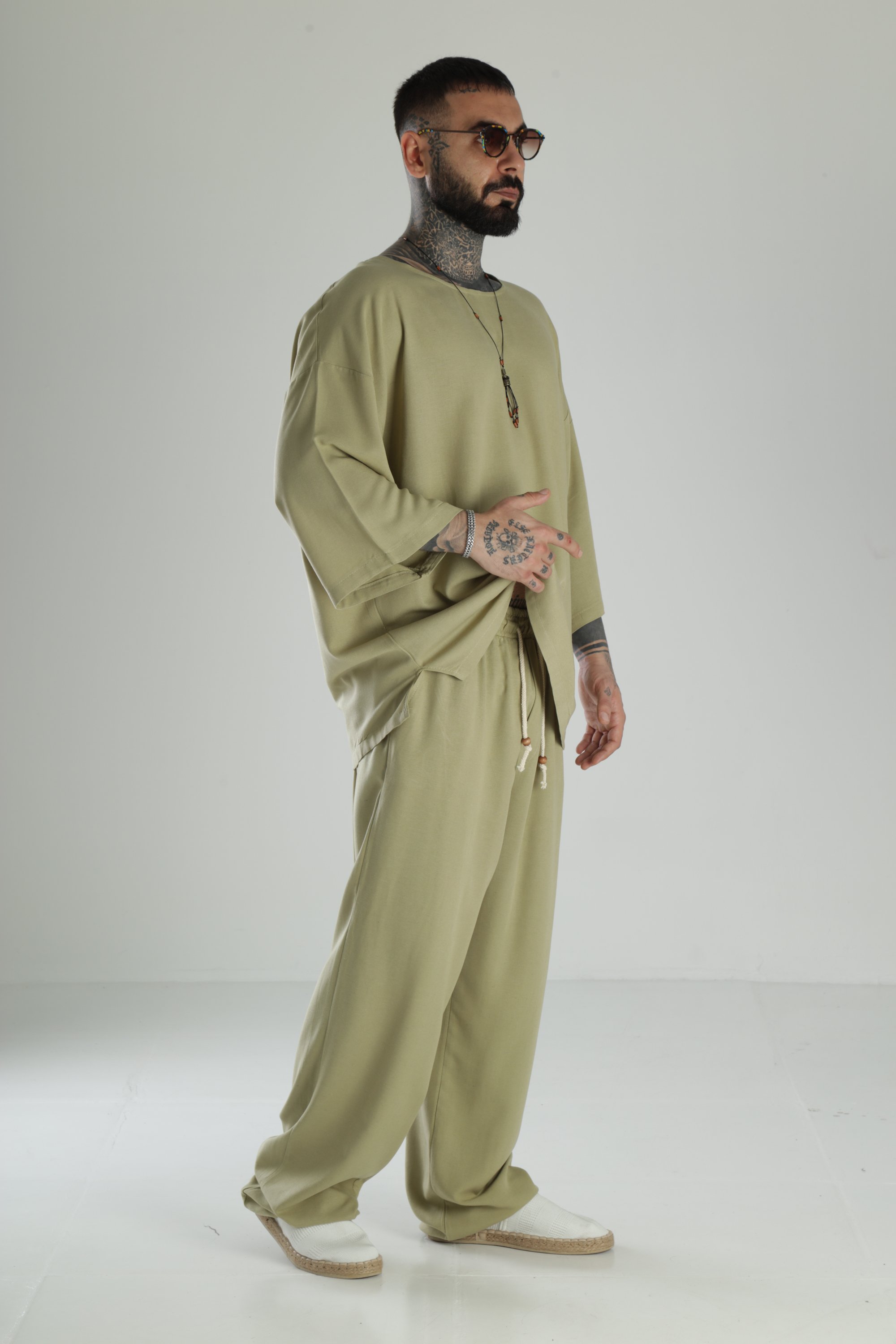 Oversize Haki Keten Takım