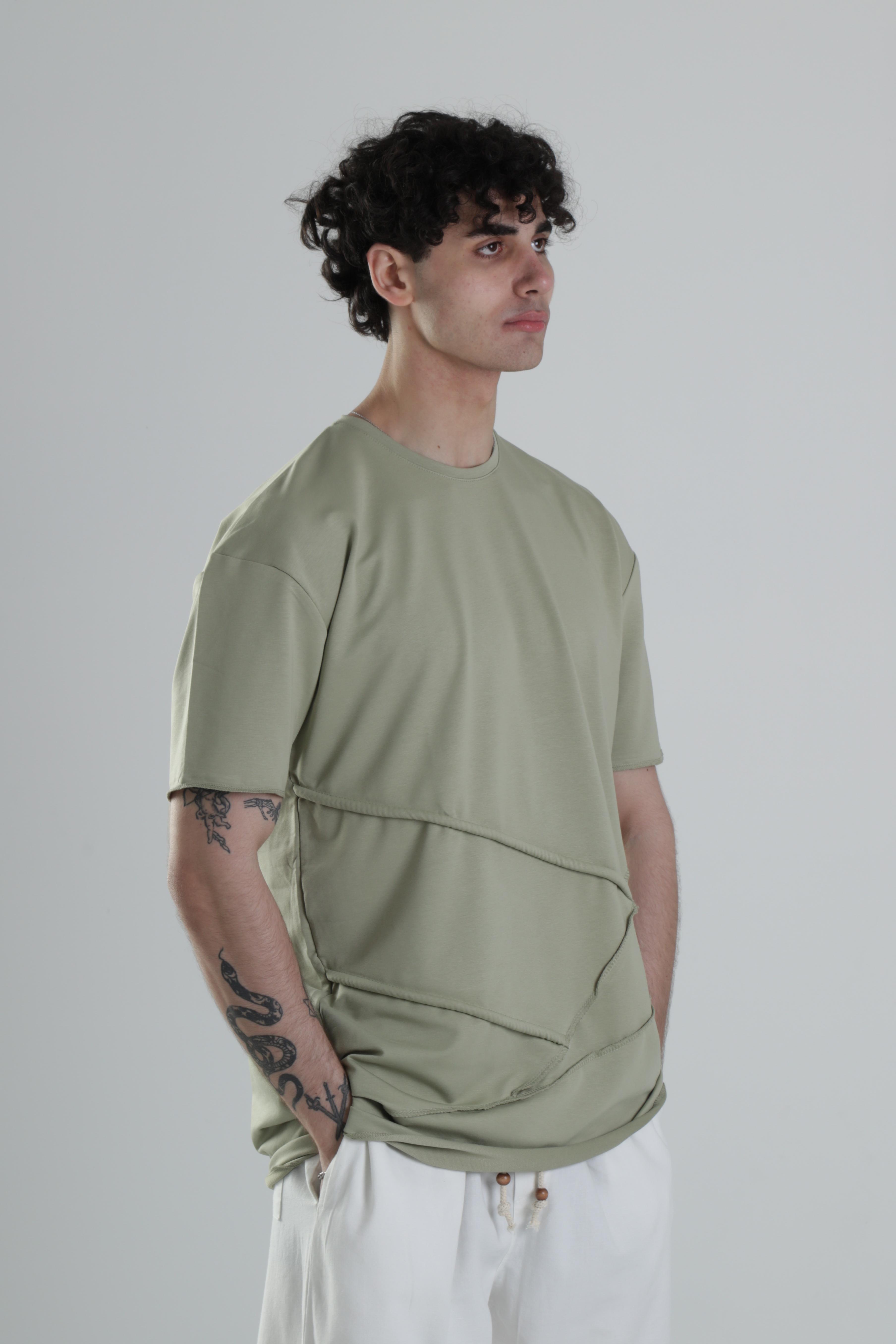 Yeşil Halat Detaylı Tasarım T-Shirt 
